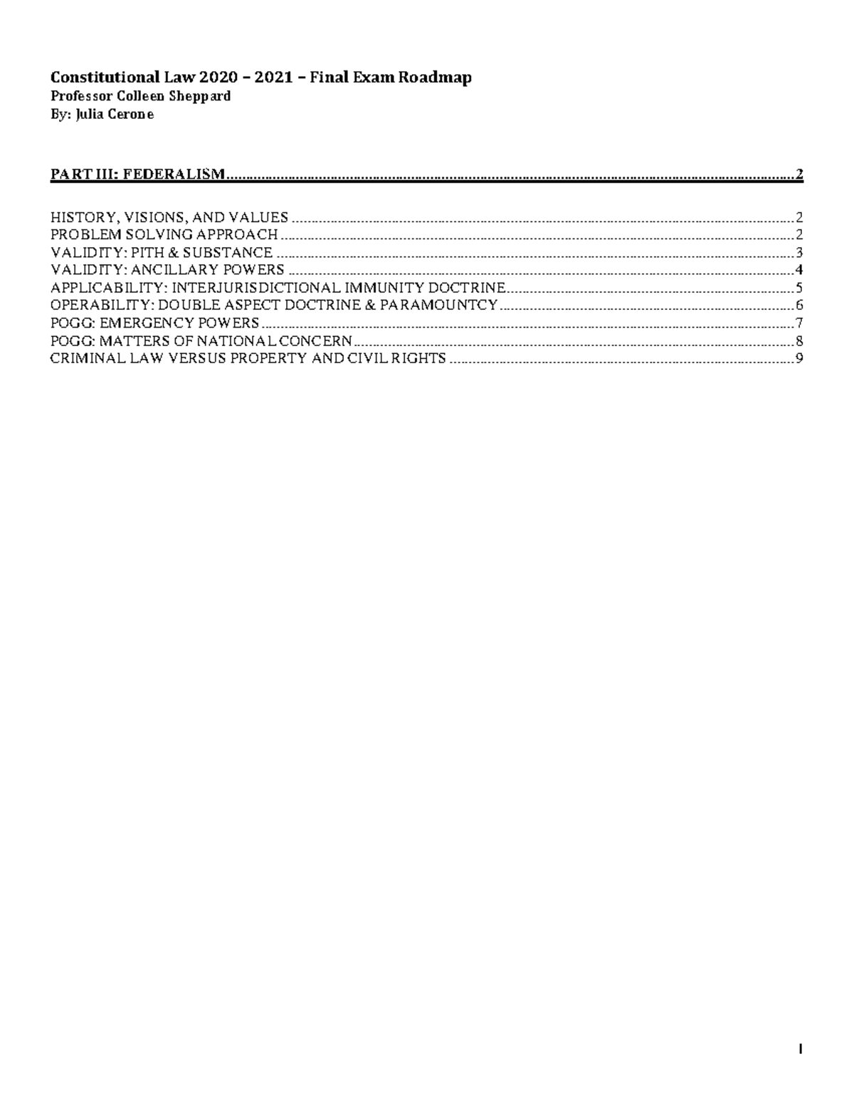 Cerone Constitutional Law 2021 Final Exam Study Guide: Federalism ...