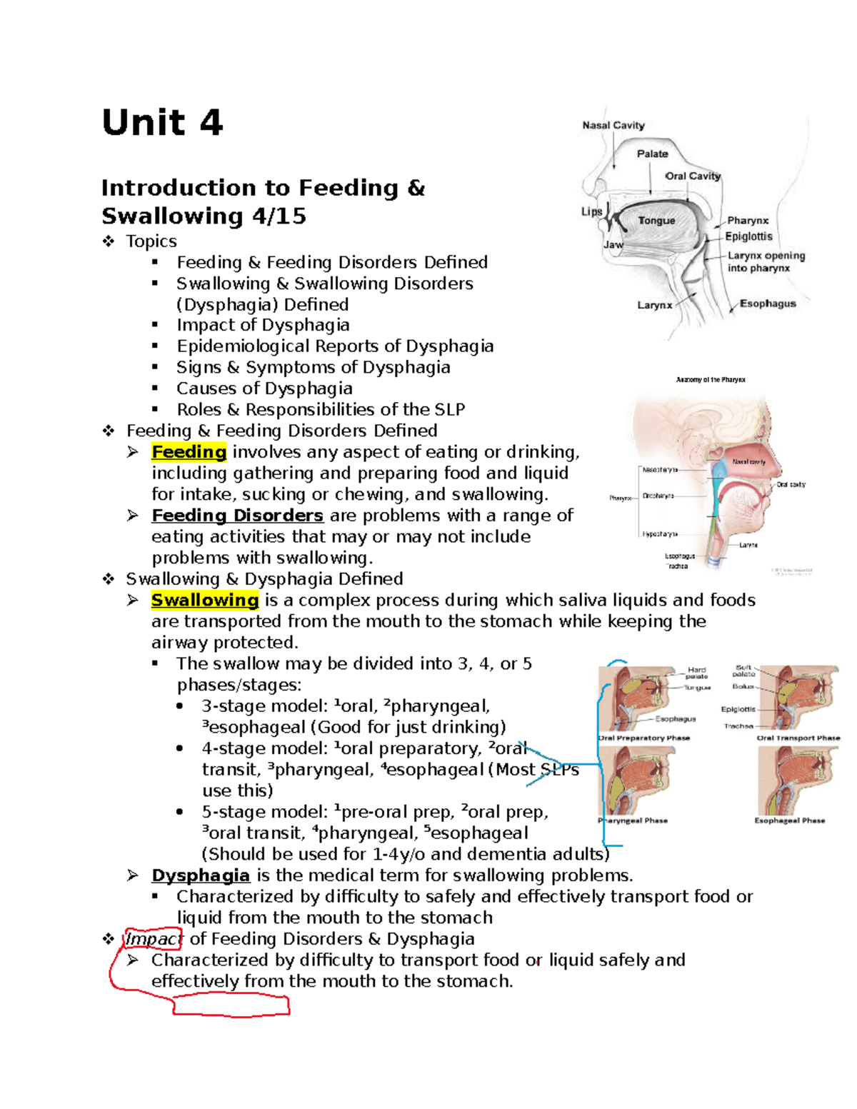 CSD 417 Final Exam Study Guide: Feeding and Swallowing Disorders - Studocu