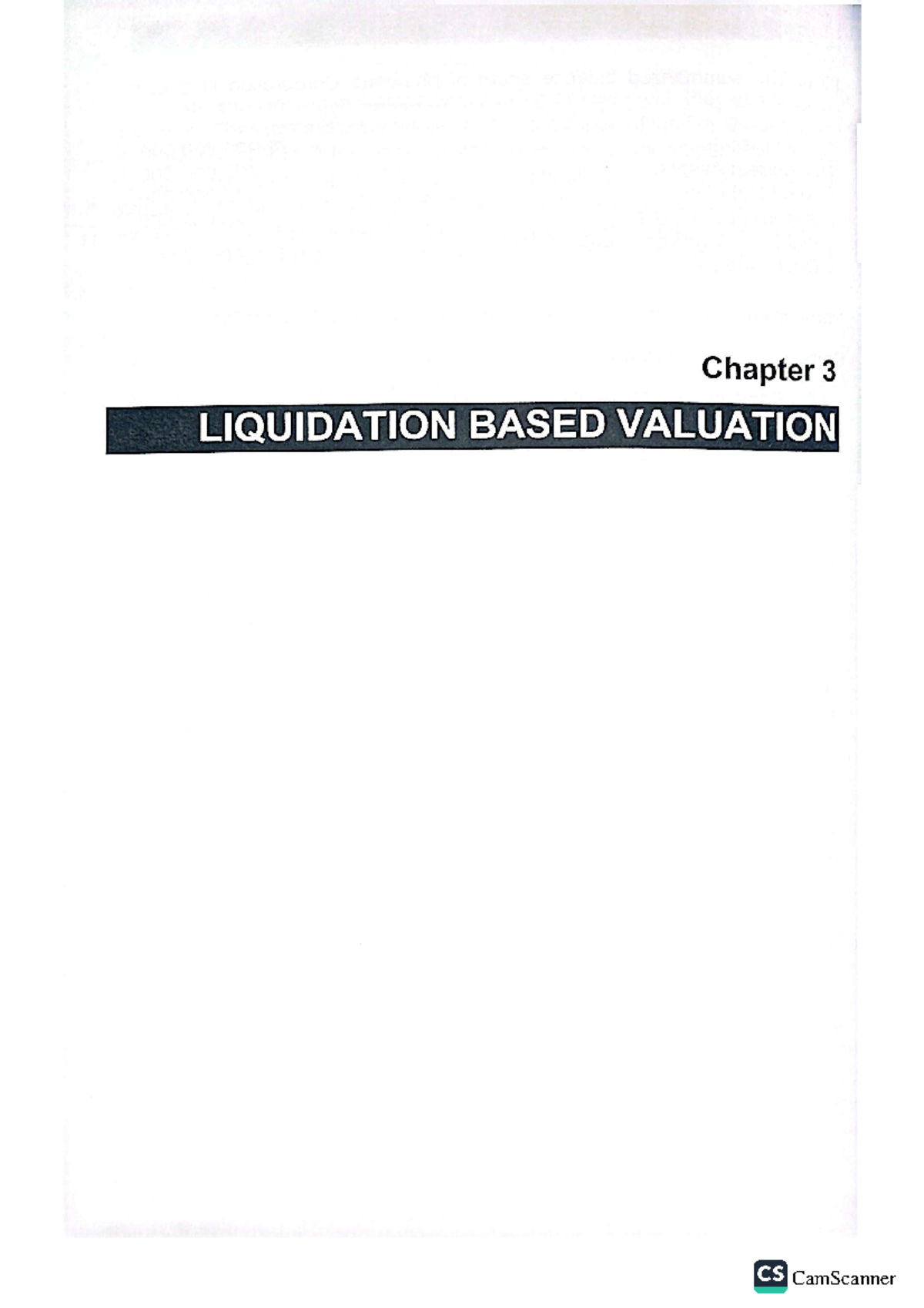 Liquidation Based Valuation - Chapter 3 Notes (CS) - Studocu