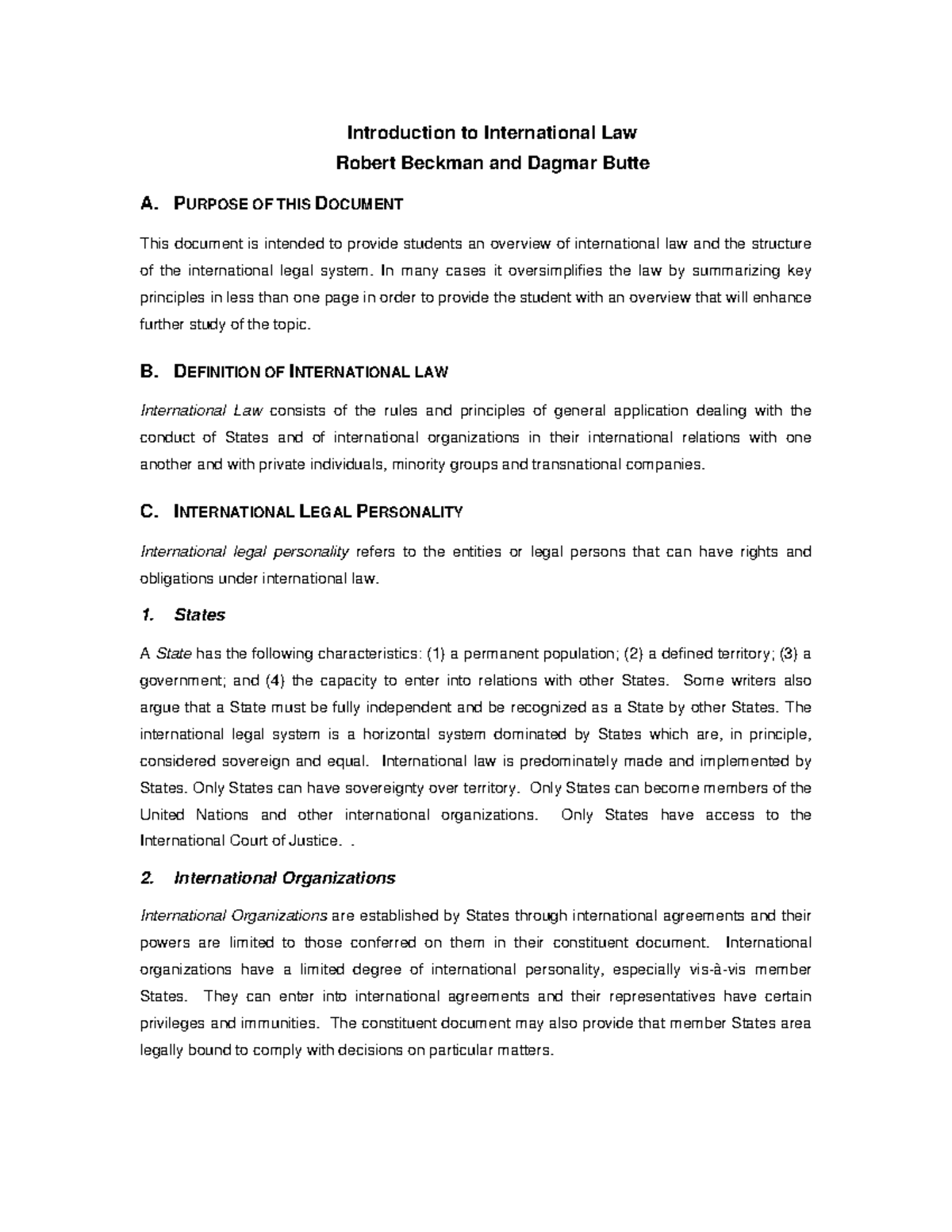 Fundamentals of International Law: Overview and Key Principles Notes ...