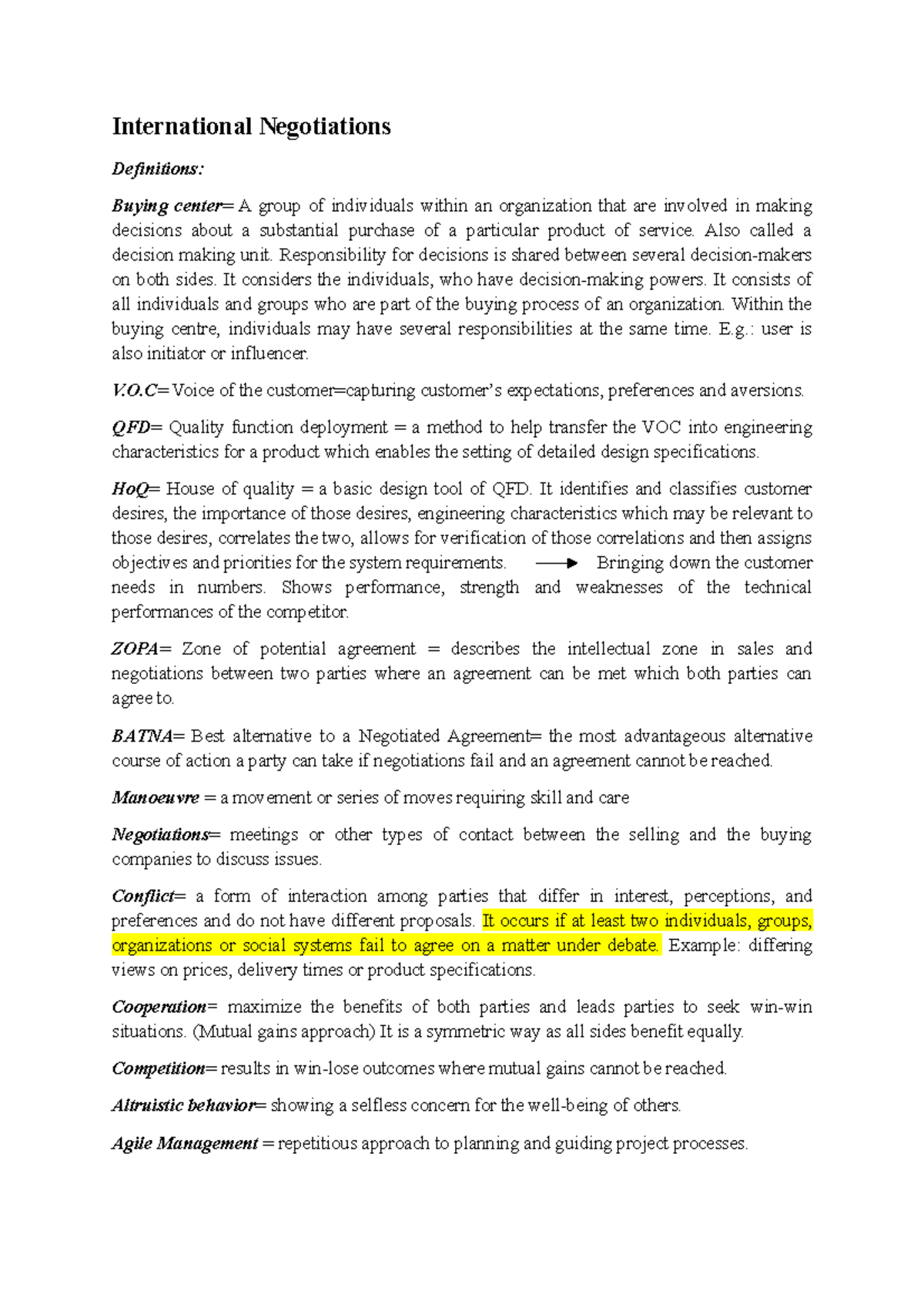 INTL 101 Lecture Notes: Key Concepts in International Negotiations ...