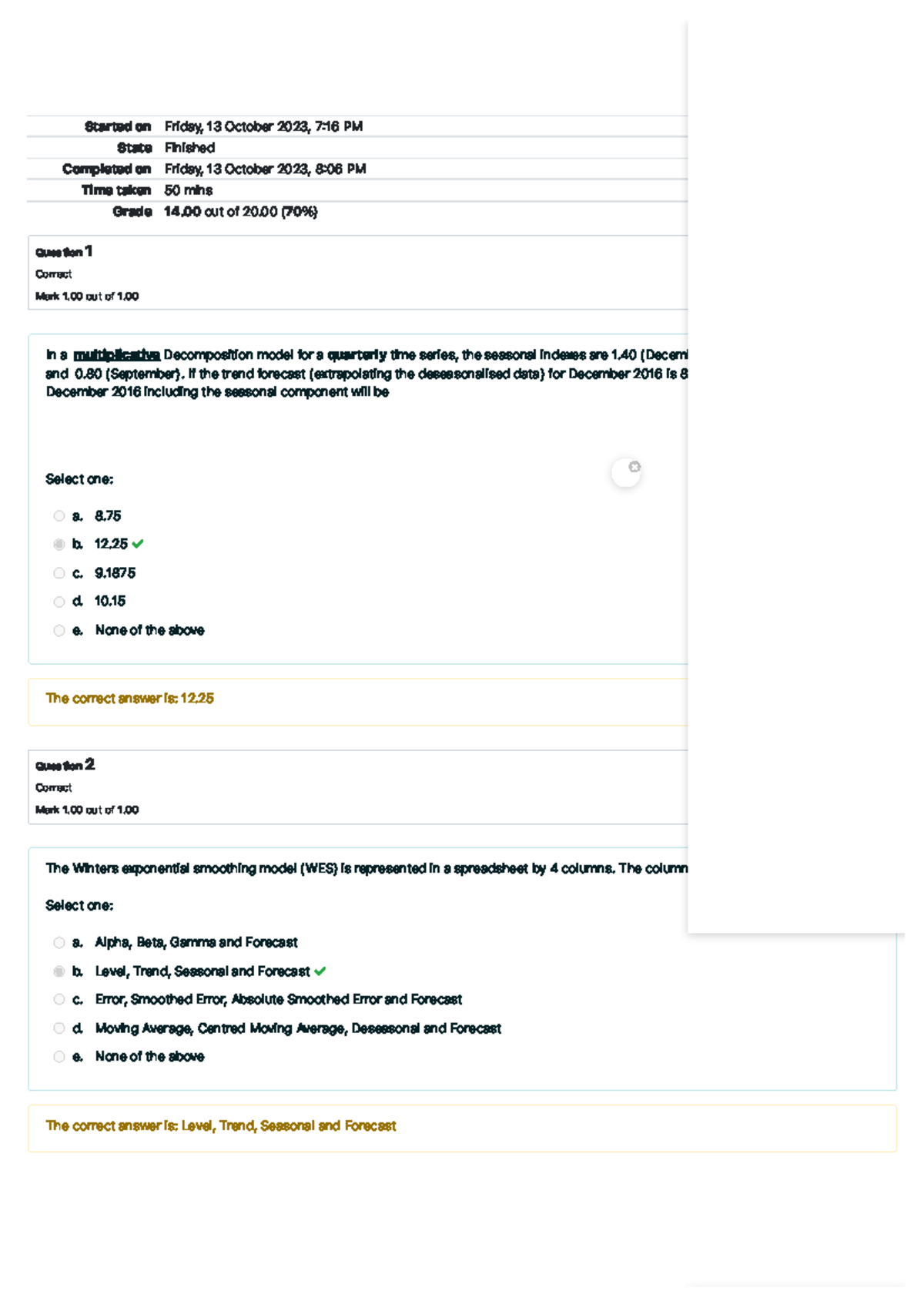 Quiz 2 Attempt Review - Actual Quiz Insights and Analysis - Studocu