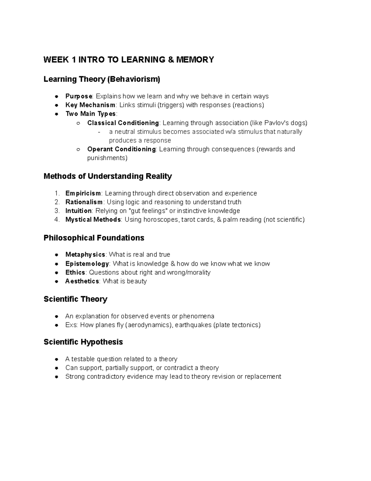 PSYC 302 Study Guide: Learning, Memory & Conditioning Concepts - Studocu