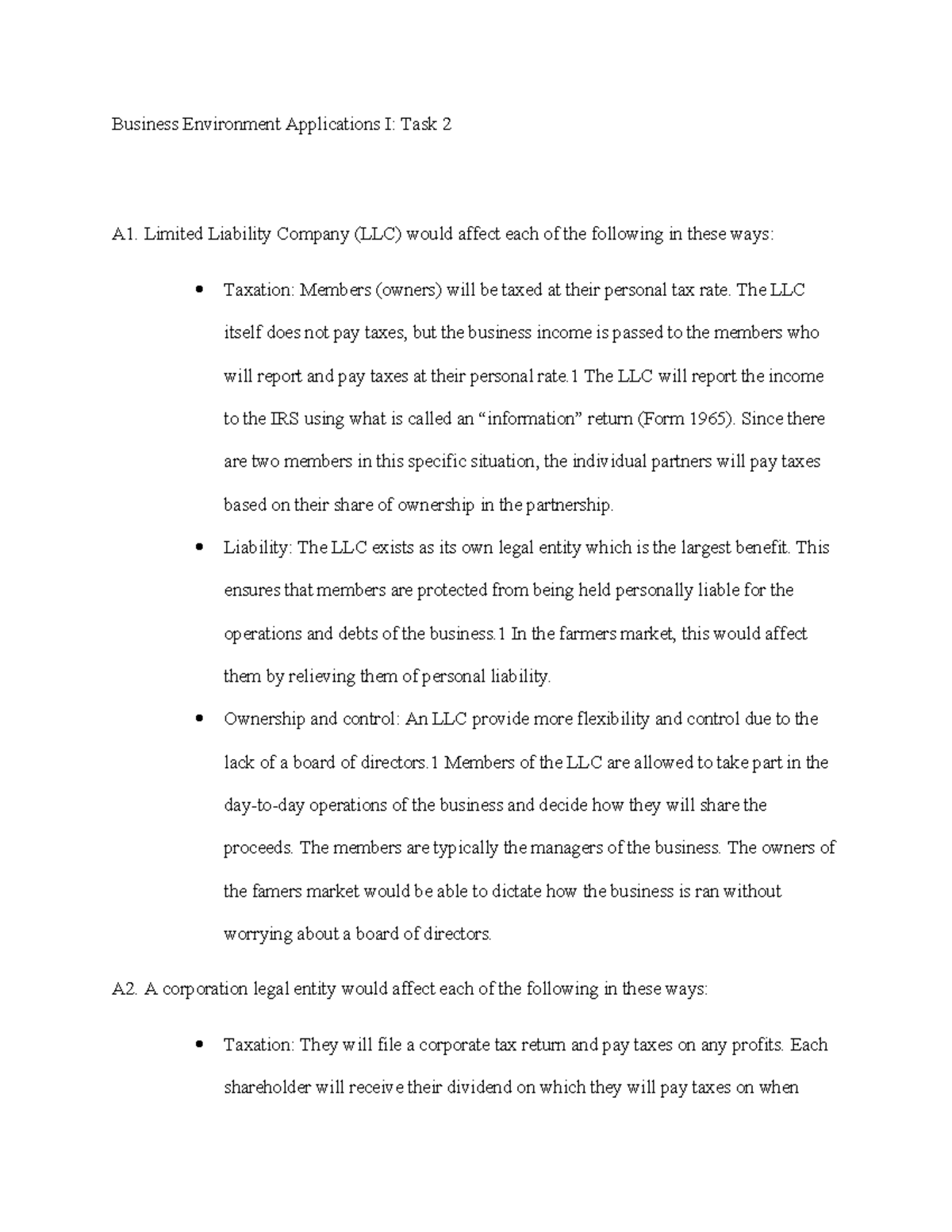 D078 Task 2 - Tast 2 passed - Business Environment Applications I: Task ...