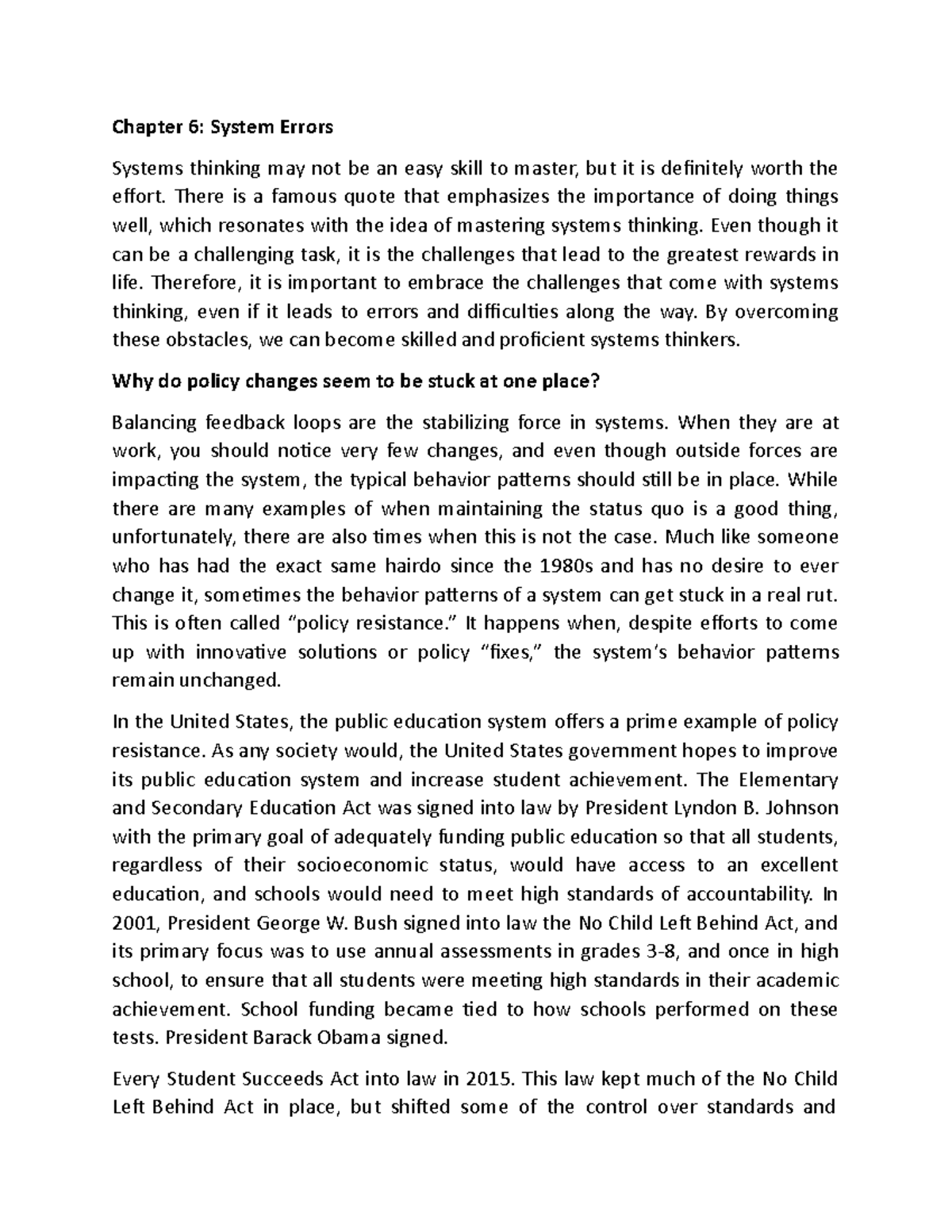 PART 6- The Art Of Thinking In Systems - Chapter 6: System Errors ...