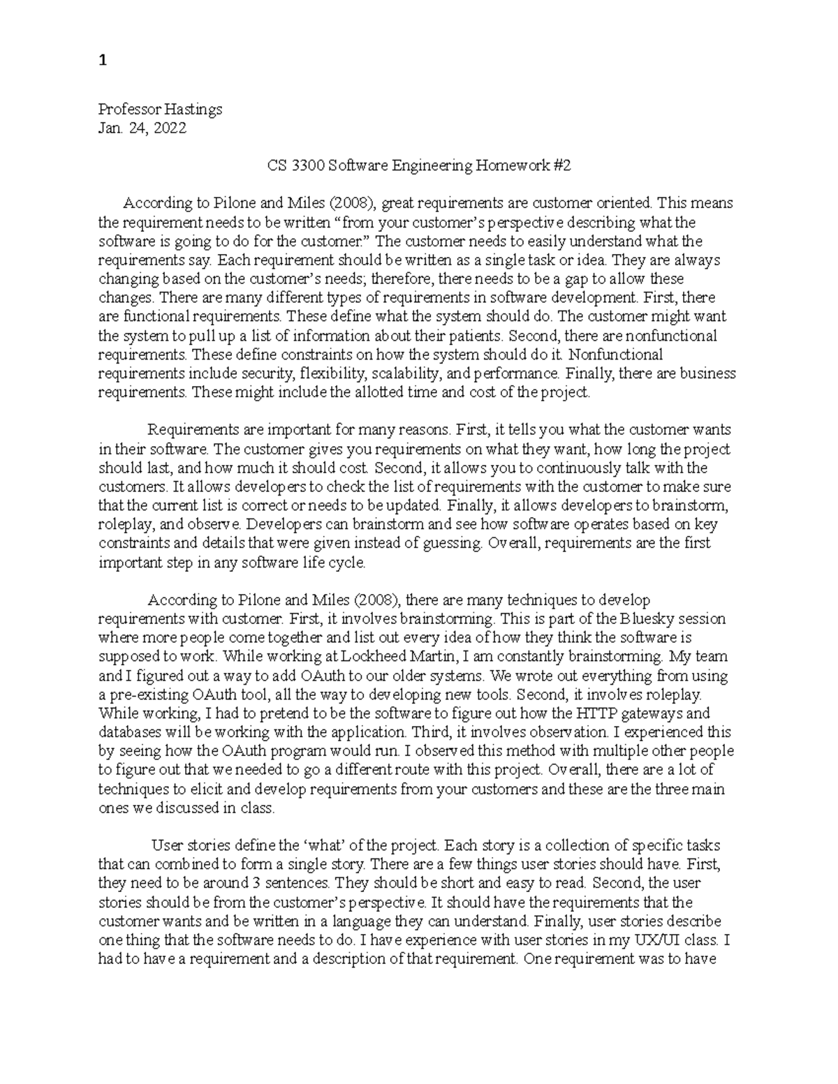 CS 3300 - Software Engineering I Homework: Understanding Requirements ...