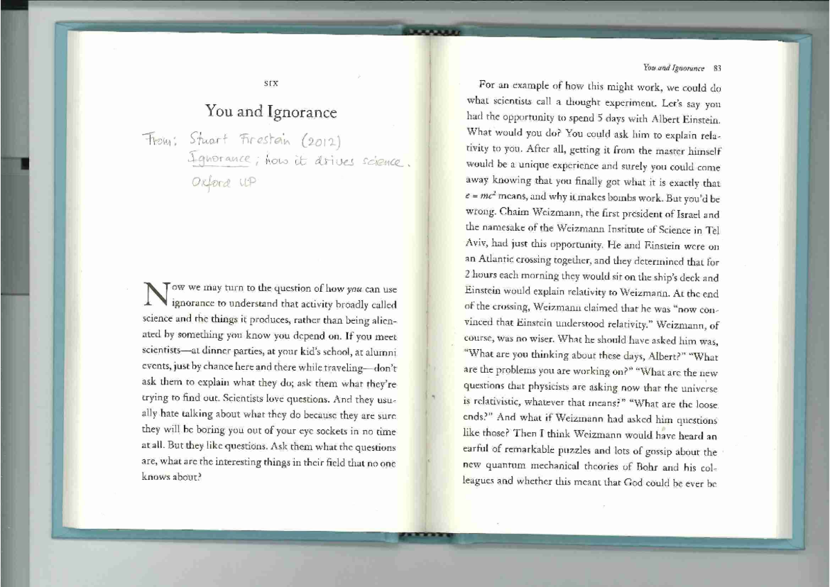 Firestein - You and Ignorance: Exploring Scientific Inquiry and ...