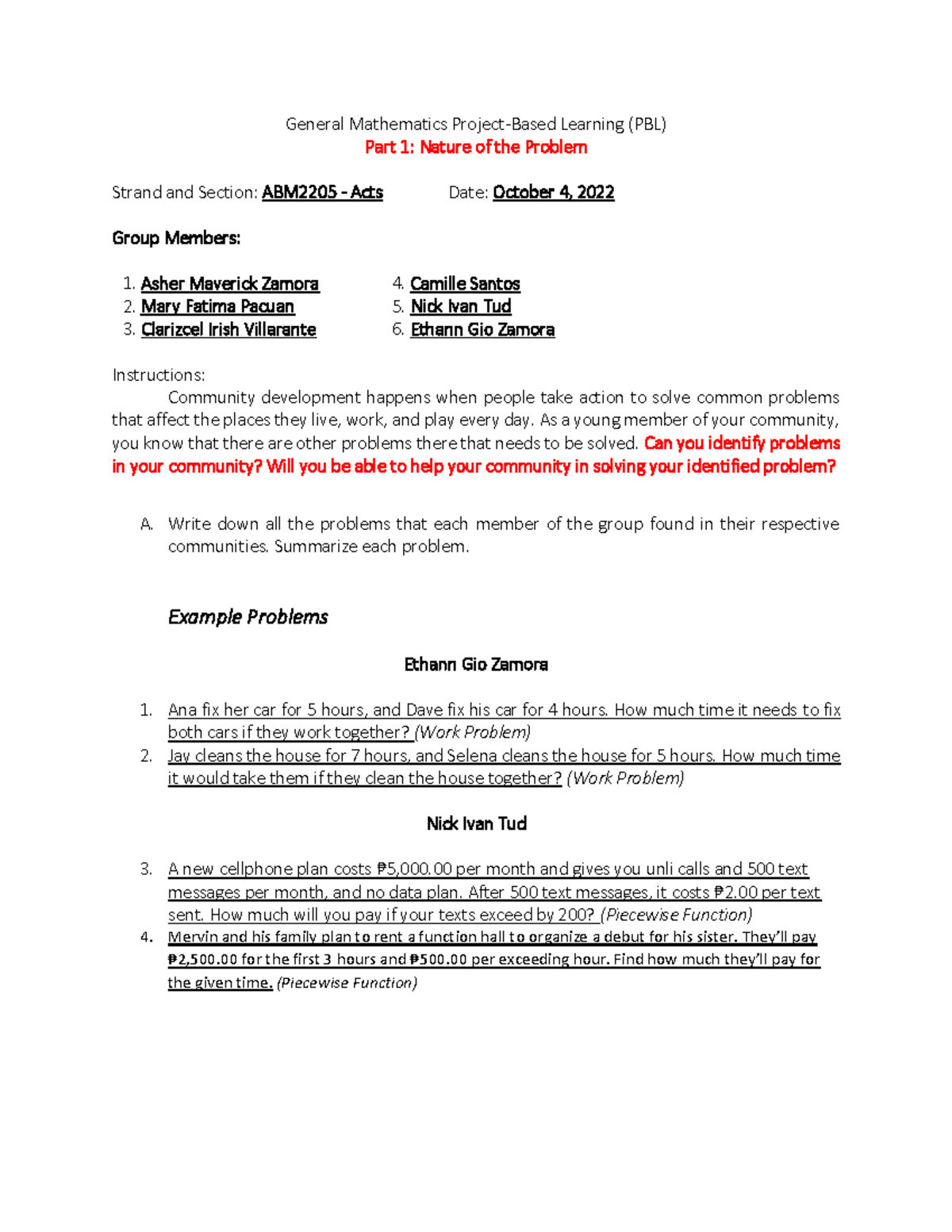 General Mathematics PBL ABM 2205 Midterm Group 5 Report 2022 - Studocu
