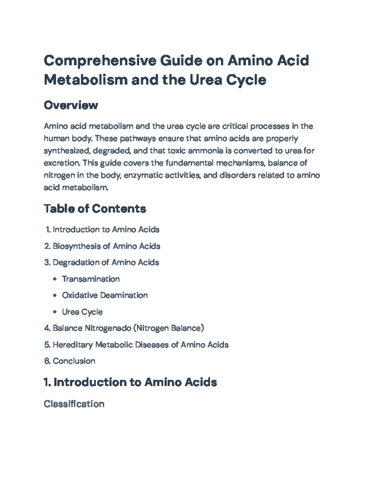 Amino Acid Metabolism & Urea Cycle: A Comprehensive Guide (BIOL 101 ...
