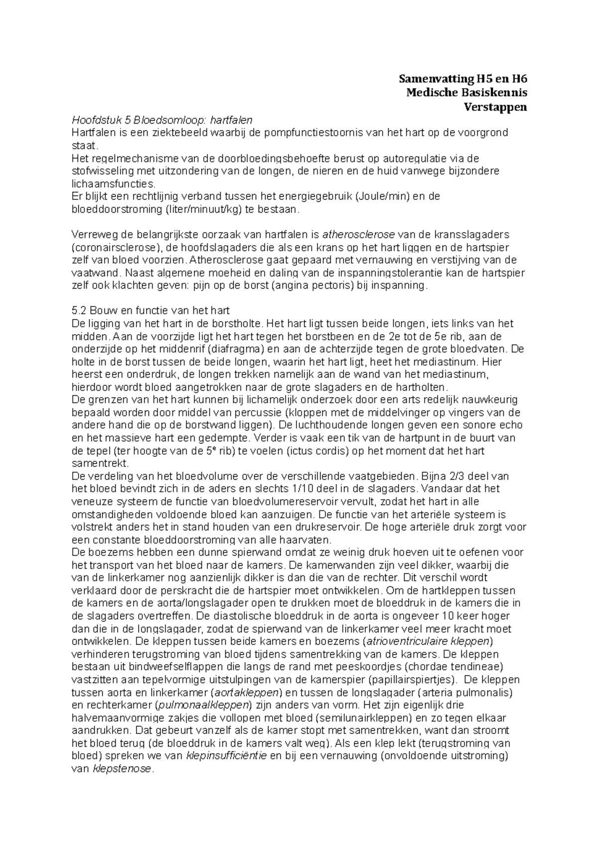 samenvatting-medische-basiskennis-hoofdstuk-5-6-hartfalen-en