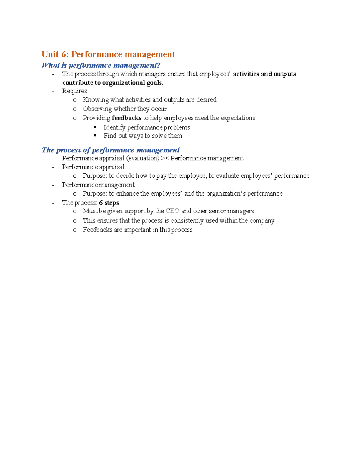 Unit 6: Employee Performance Management and Appraisal Notes - Studocu