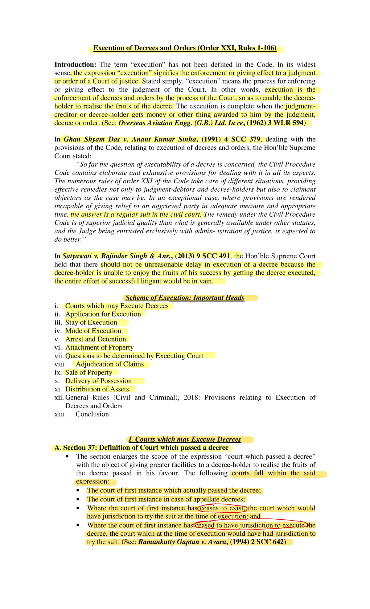 Execution of Decrees and Orders: A Comprehensive Guide (CPC) - Studocu