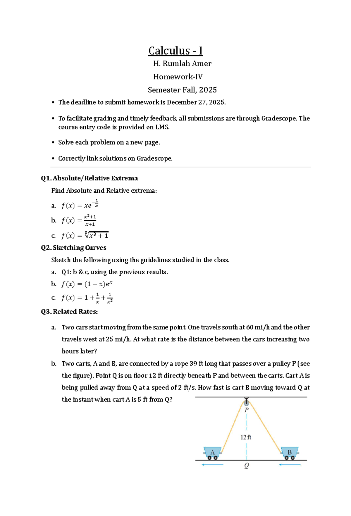 Calculus I H. Rumlah Amer Fall 2025 Assignment 4 Solutions - Studocu