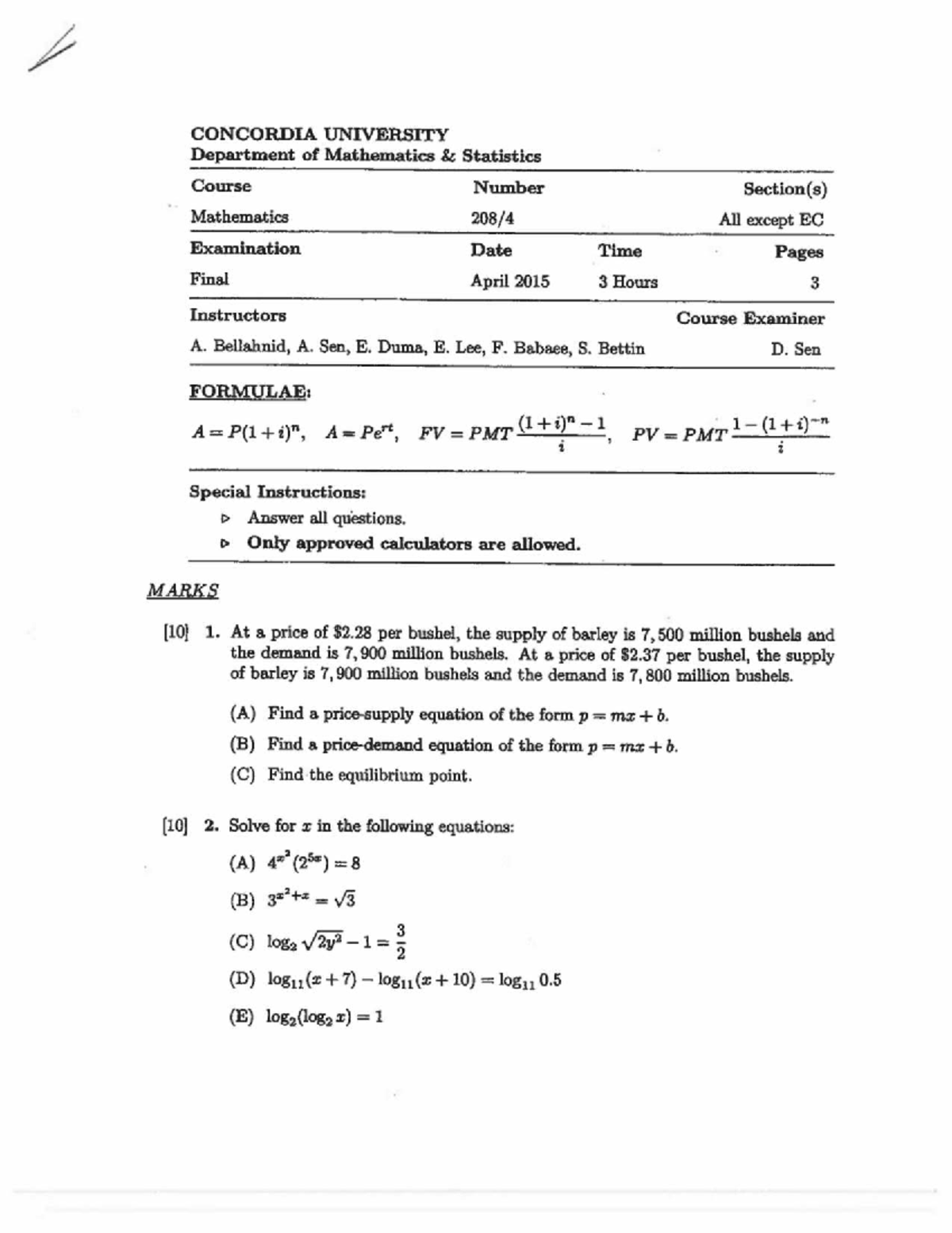 MATH 208 Midterm and Final Exam Study Guide - Studocu