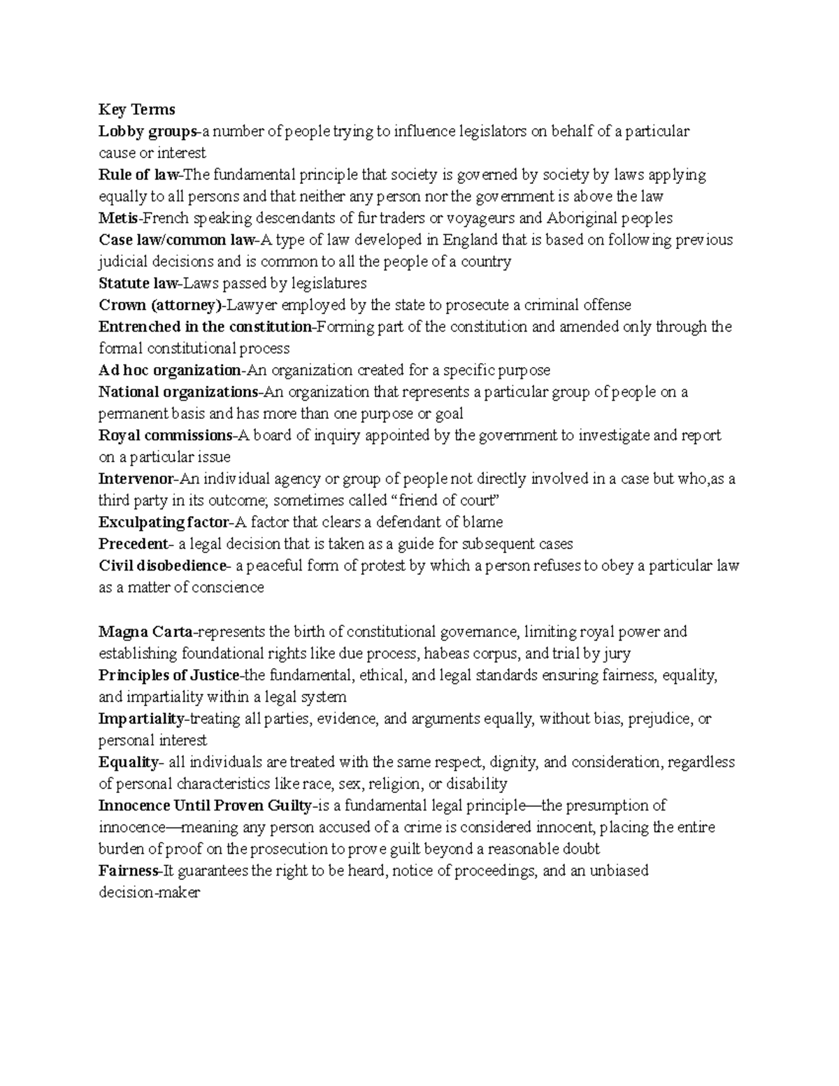 Key Legal Terms and Concepts Overview - Studocu