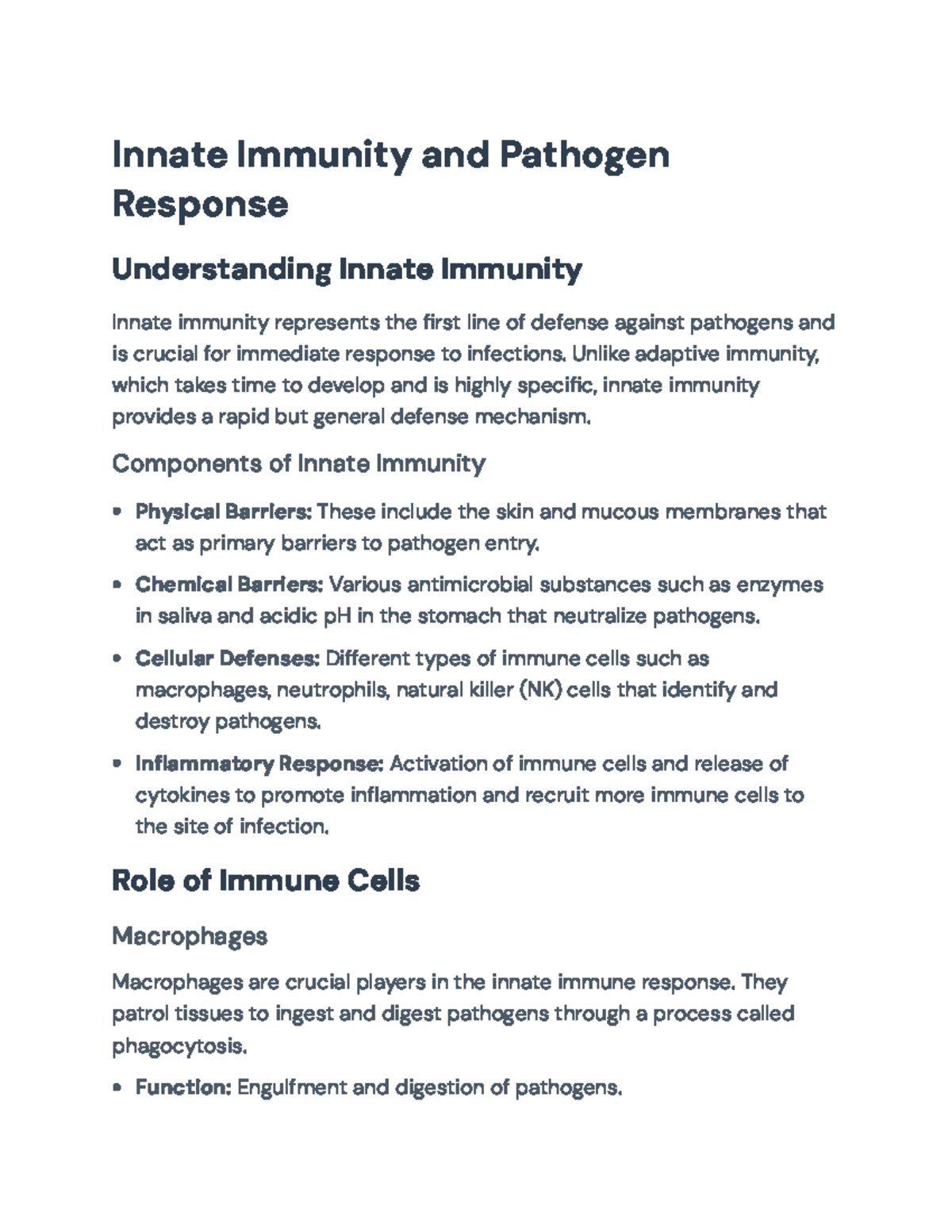 Innate Immunity and Pathogen Response: Overview and Mechanisms - Innate ...