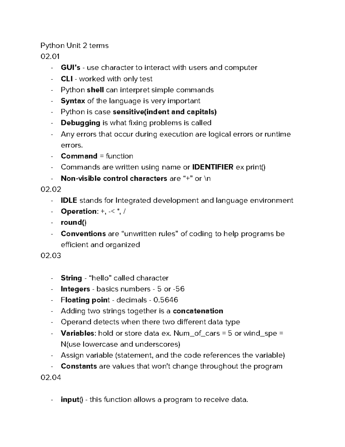 Comp sci notes for gr11 - Python Unit 2 terms 02. - GUI’s - use ...