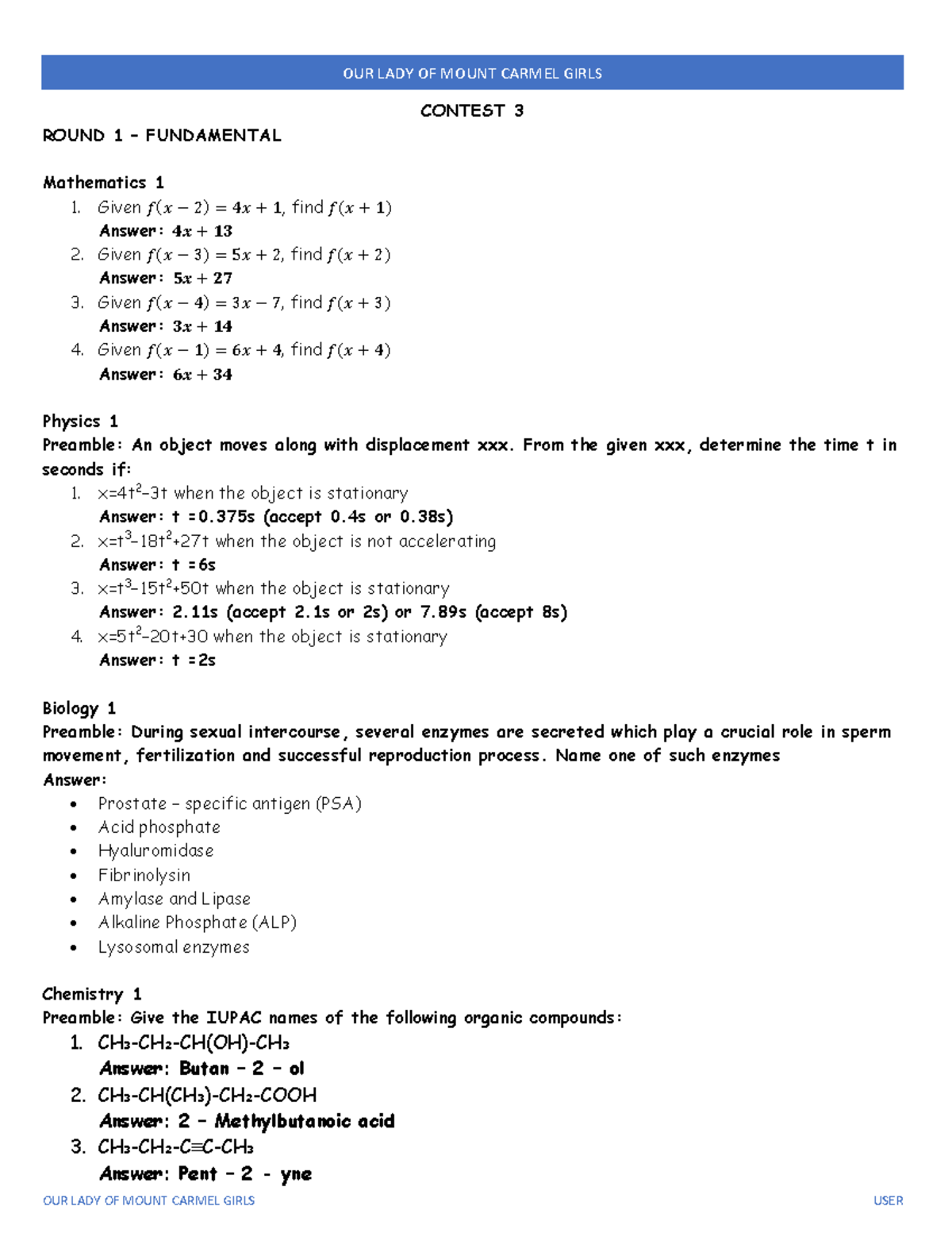 Mount Carmel - C3 - Contest 3 Revision Notes - Studocu