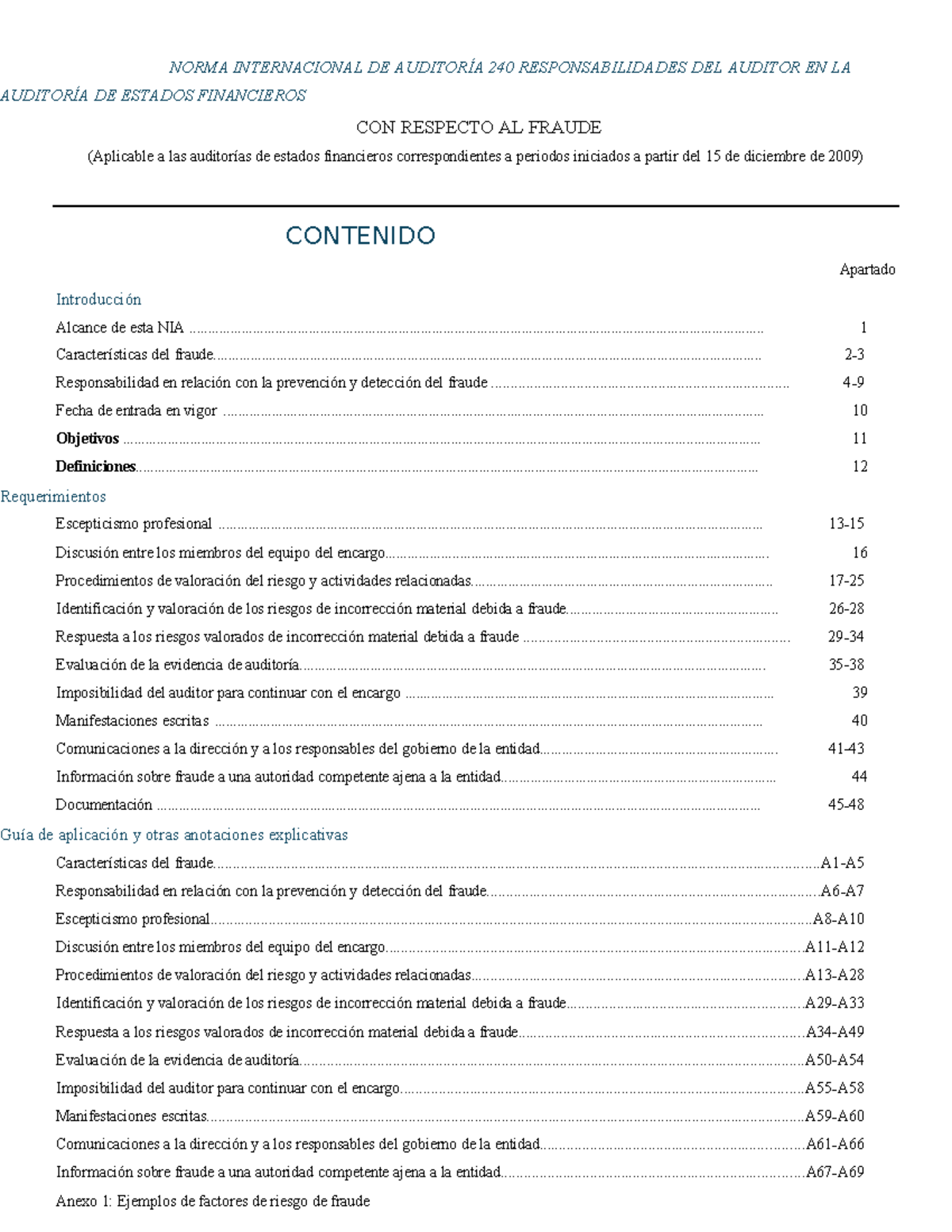 NIA 240 - Responsabilidades del Auditor en la Detección de Fraude - Studocu