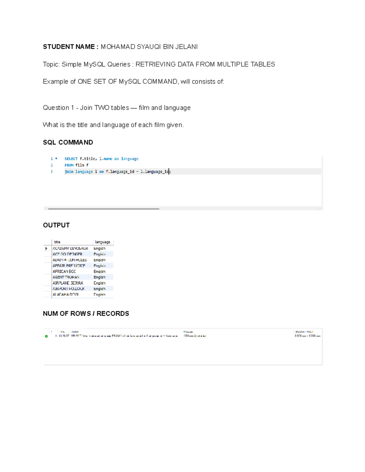 ICT 200: Simple MySQL Queries for Retrieving Data from Multiple Tables ...