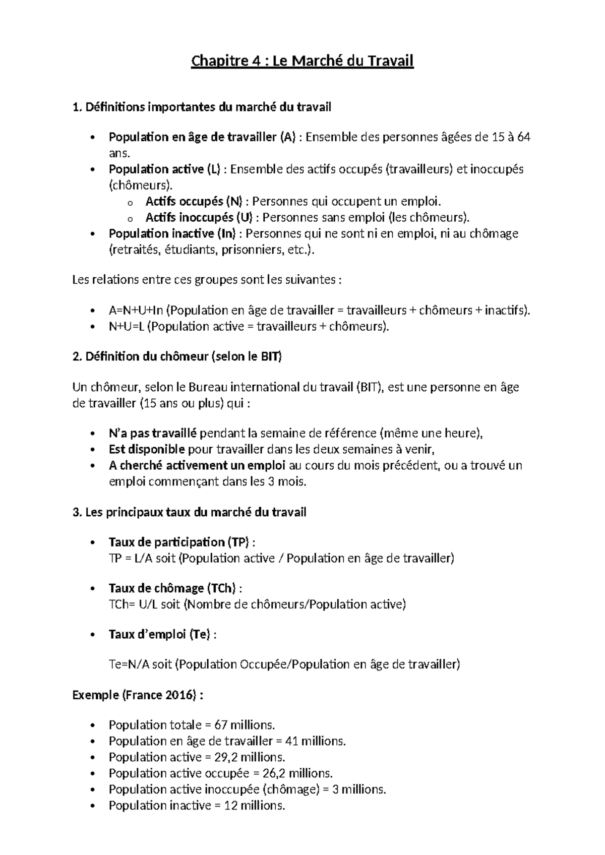 Chapitre 4 : Le Marché du Travail - Concepts et Dynamiques Essentielles ...