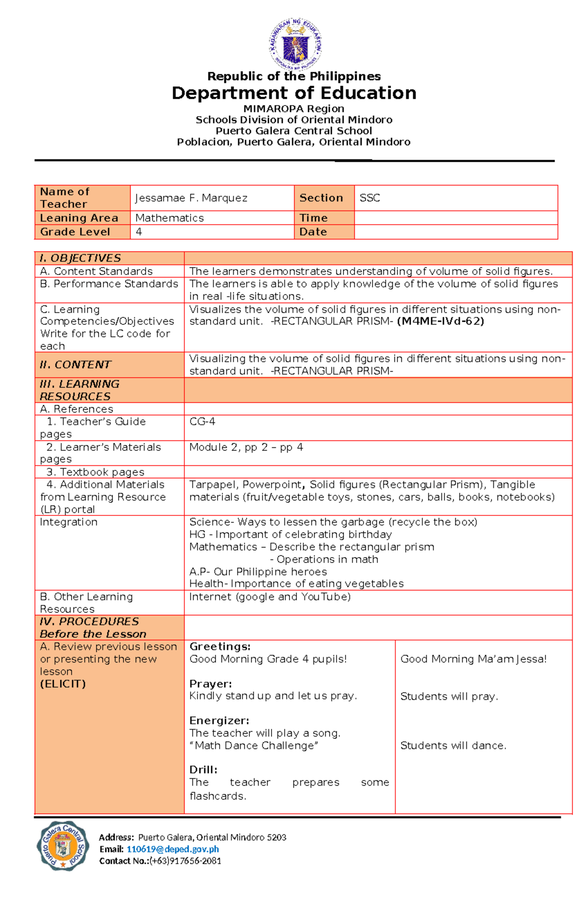Math-4 111533 - Grade 4 Lesson Plan on Volume of Rectangular Prisms ...