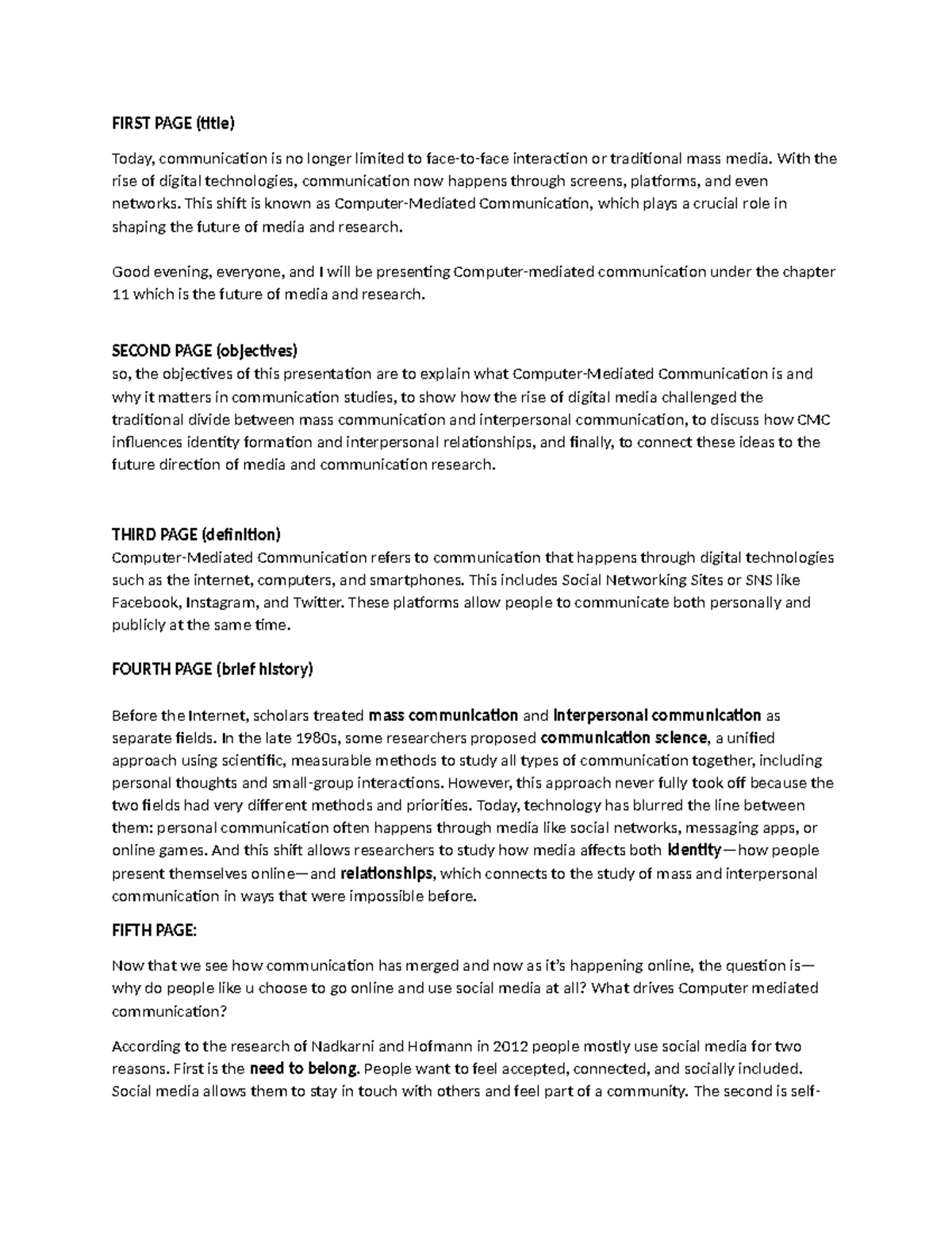 COMM 101: The Future of Media and Communication Studies - Studocu