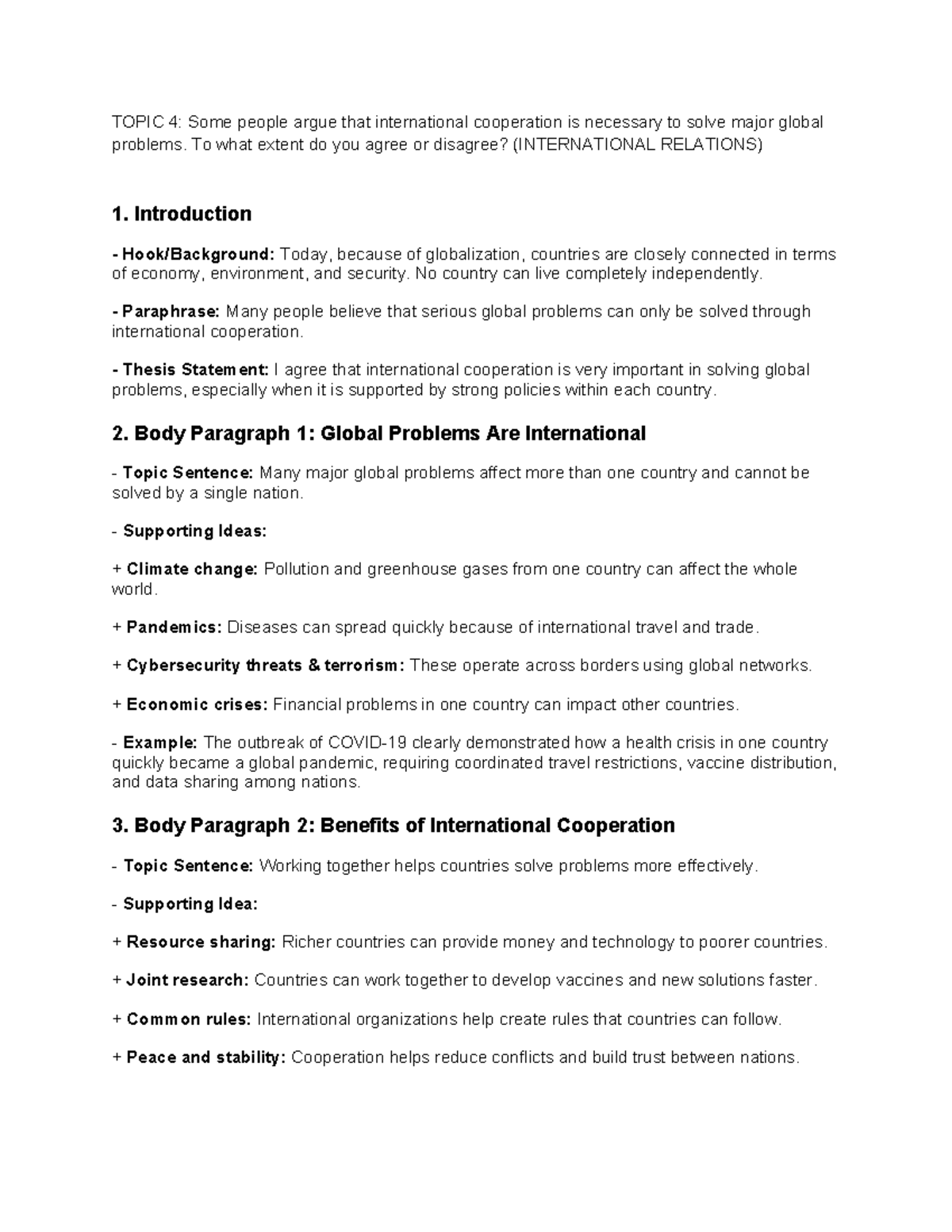 International Cooperation in Global Problem Solving (RW5) - Studocu