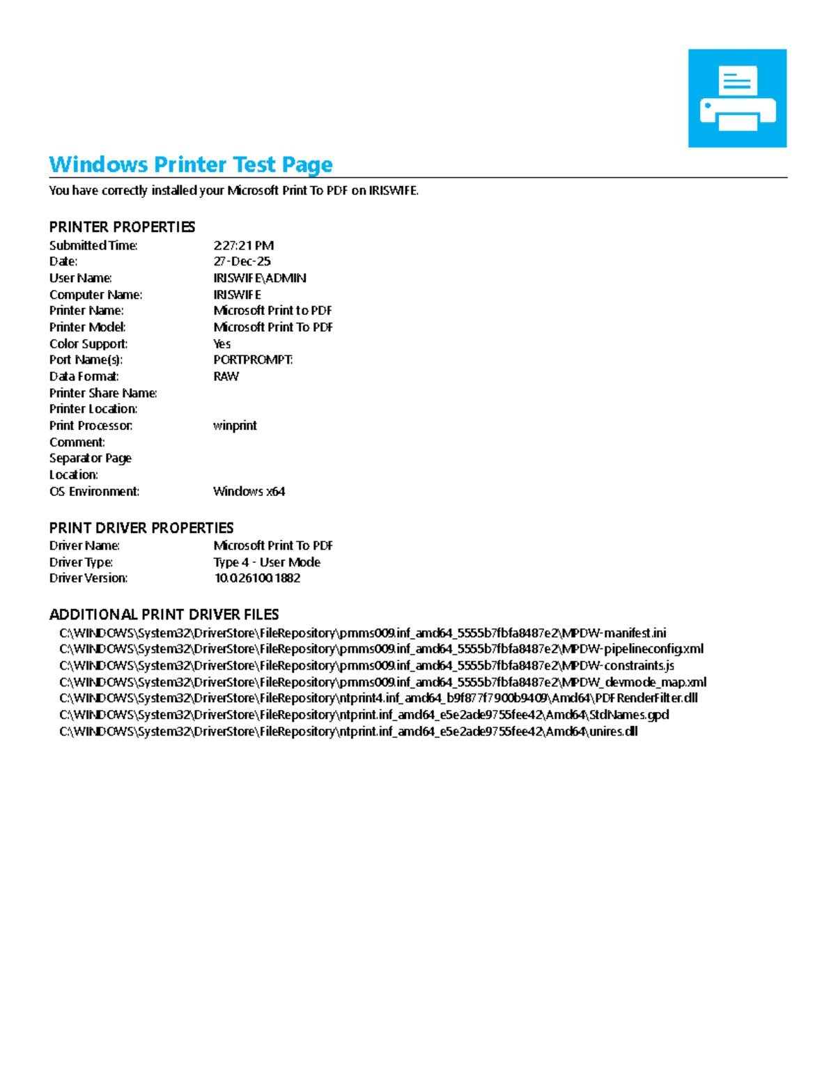 Writting 4 (001153)-6-Group 10 - Windows Printer Test Page You have ...