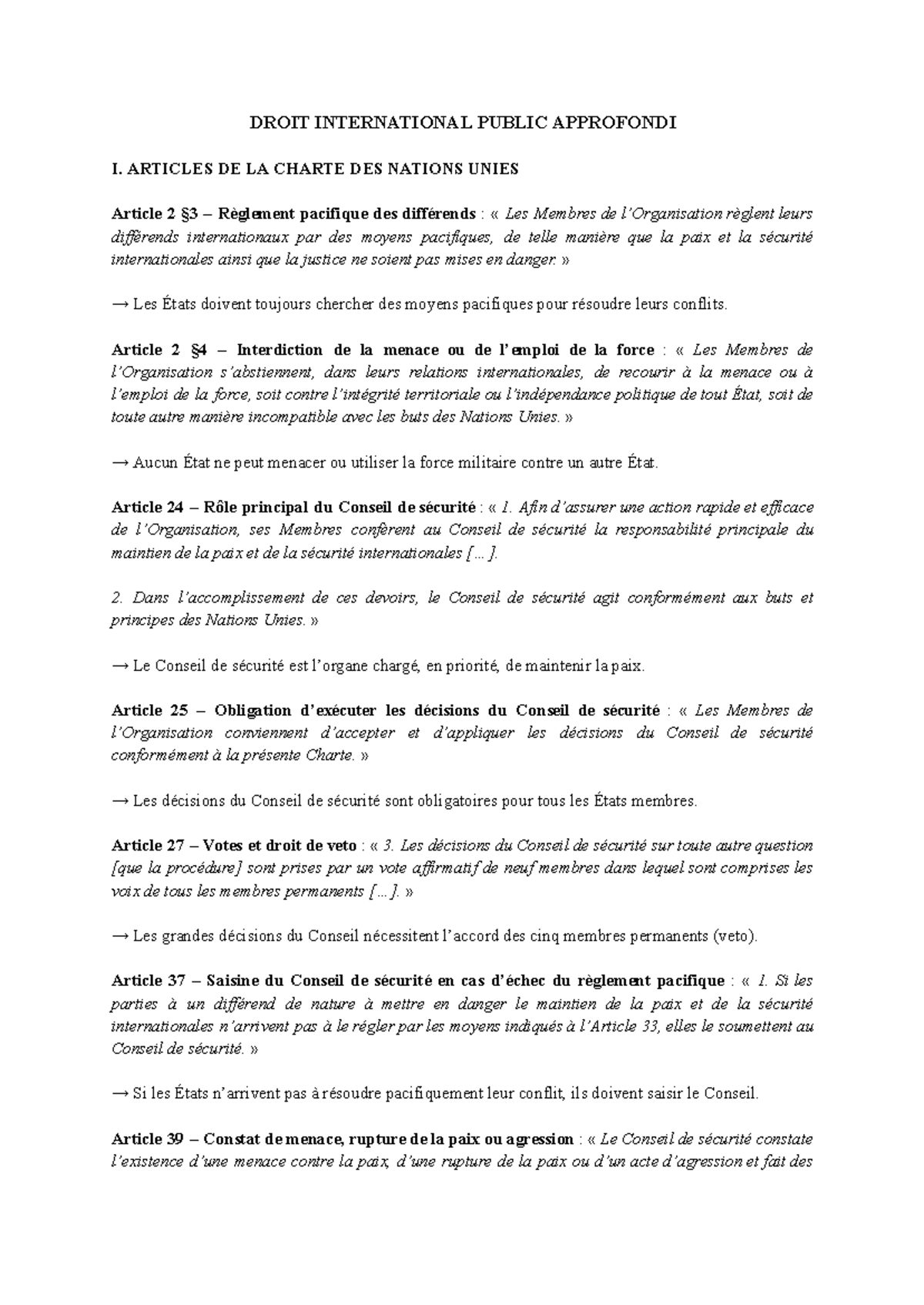 Révision des Articles de la Charte des Nations Unies - DIPA - Studocu