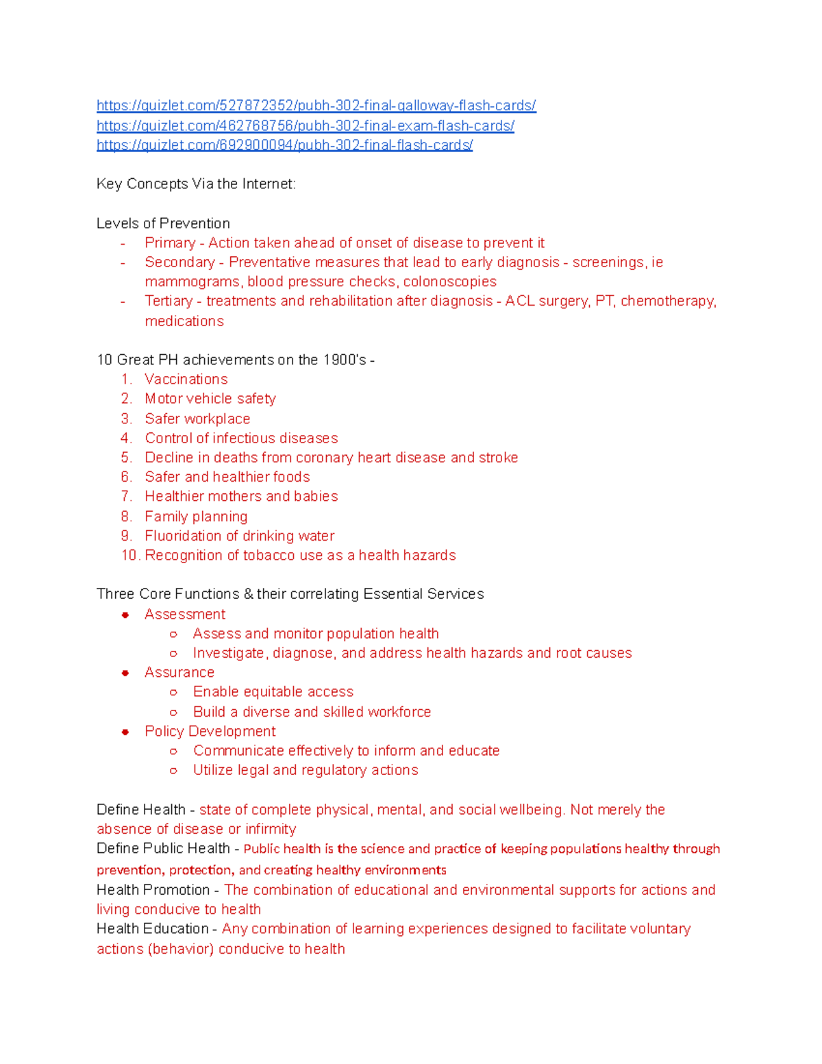 PUBH 302 Final Exam Study Guide - Studocu