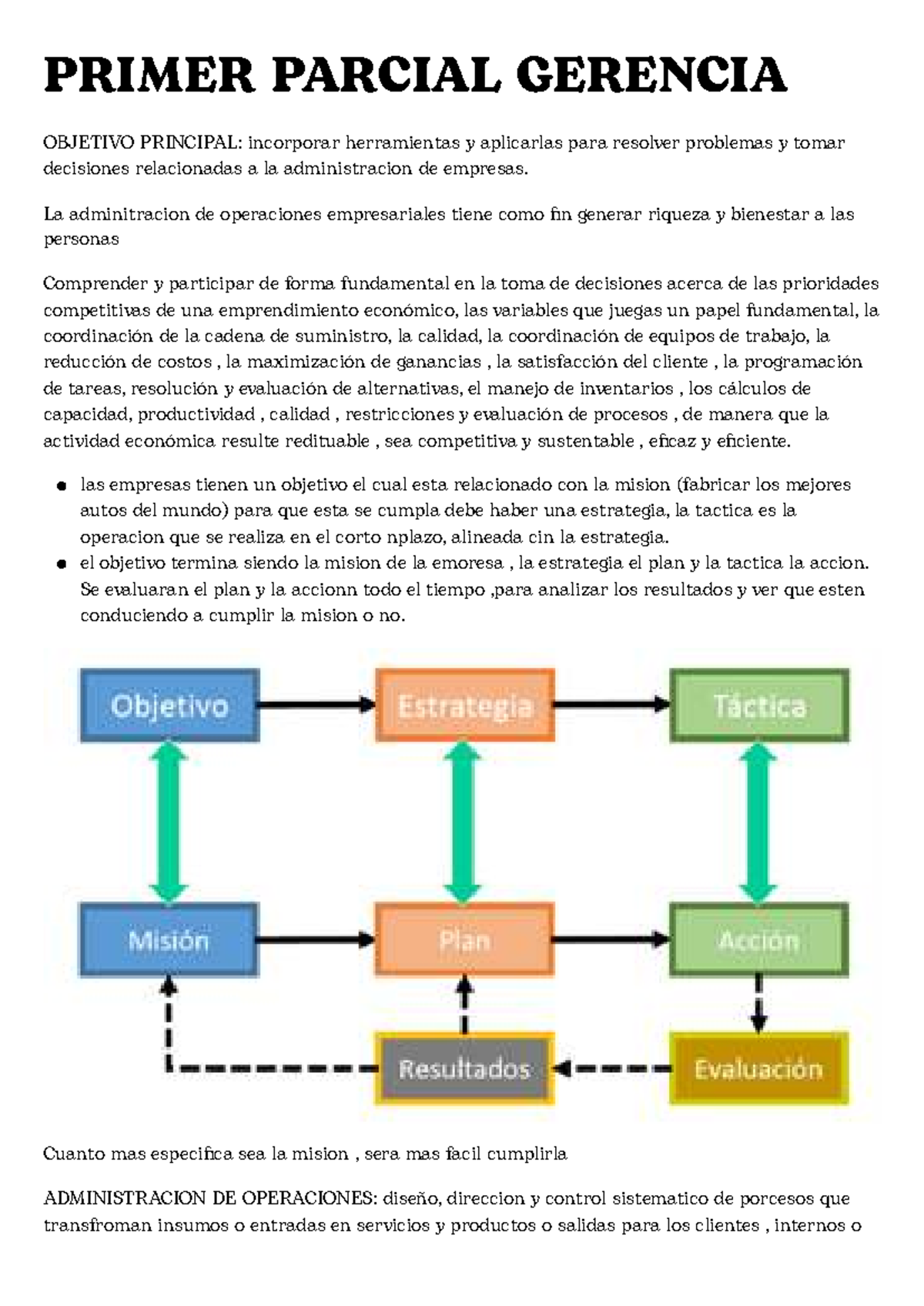 Primer Parcial Gerencia: Estrategias y Gestión de Operaciones - Studocu