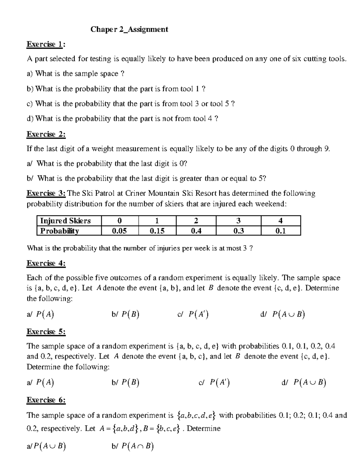 Chapter 02 Assignment: Probability Exercises and Solutions - Studocu