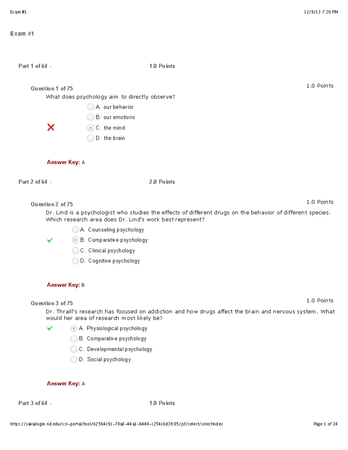 Psychology 101 - Exam 1 Practice Questions and Answers - Studocu