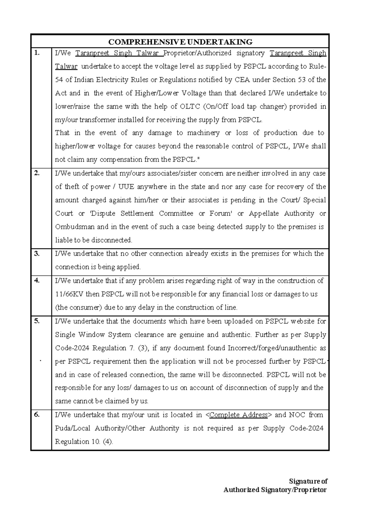 PSPCL Voltage Supply Undertaking - SSS Compliance Document - Studocu