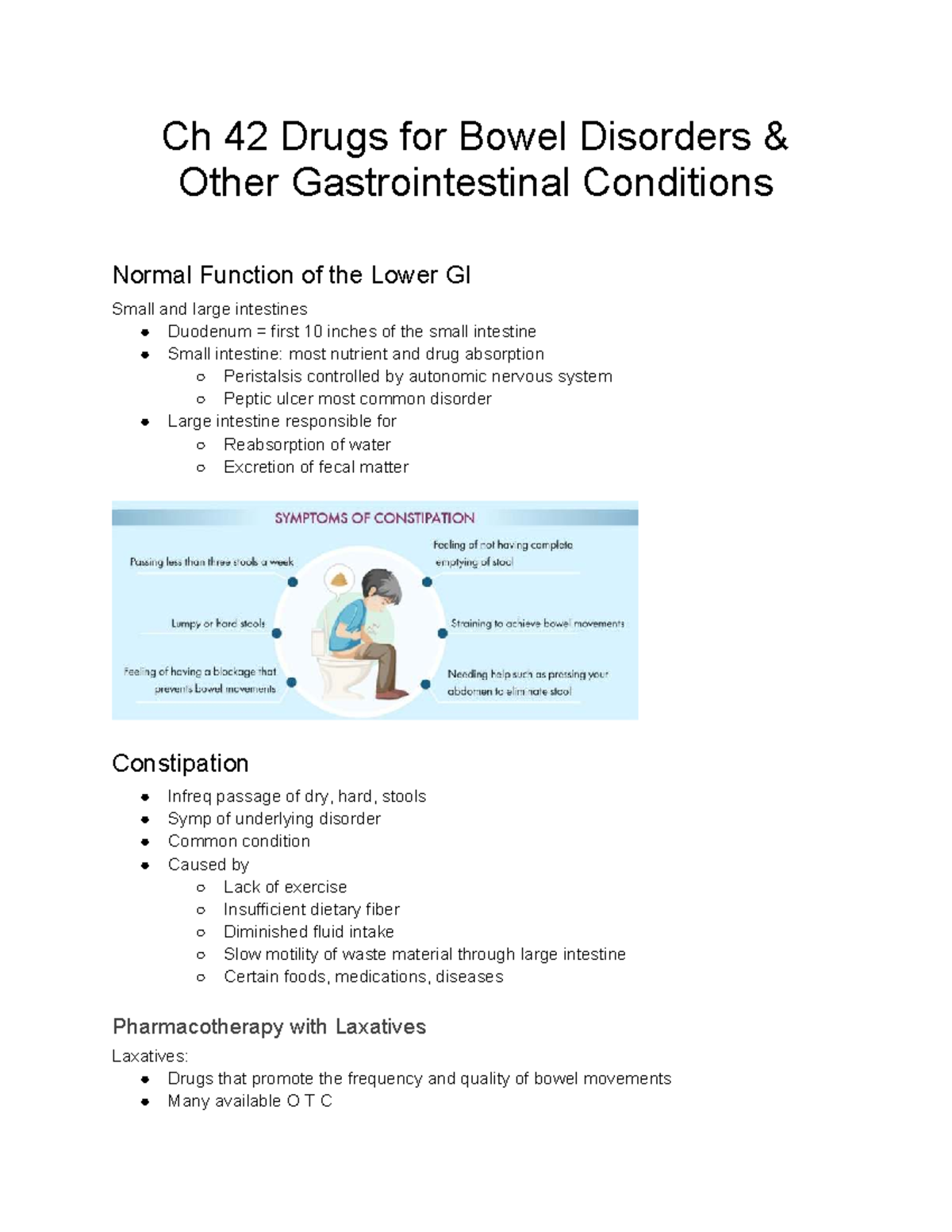 Pharmacotherapy for Bowel Disorders: Laxatives & Antidiarrheals ...