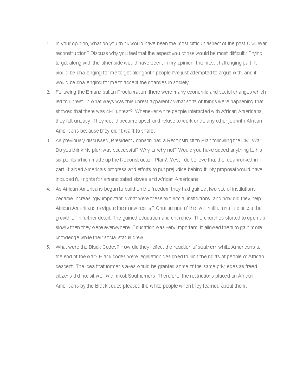Unit 5 critical thinking questions - In your opinion, what do you think ...