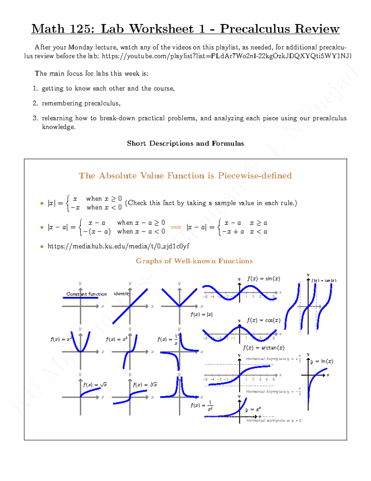 Math 125: Lab Worksheet 1 Solutions - Precalculus Review - Studocu