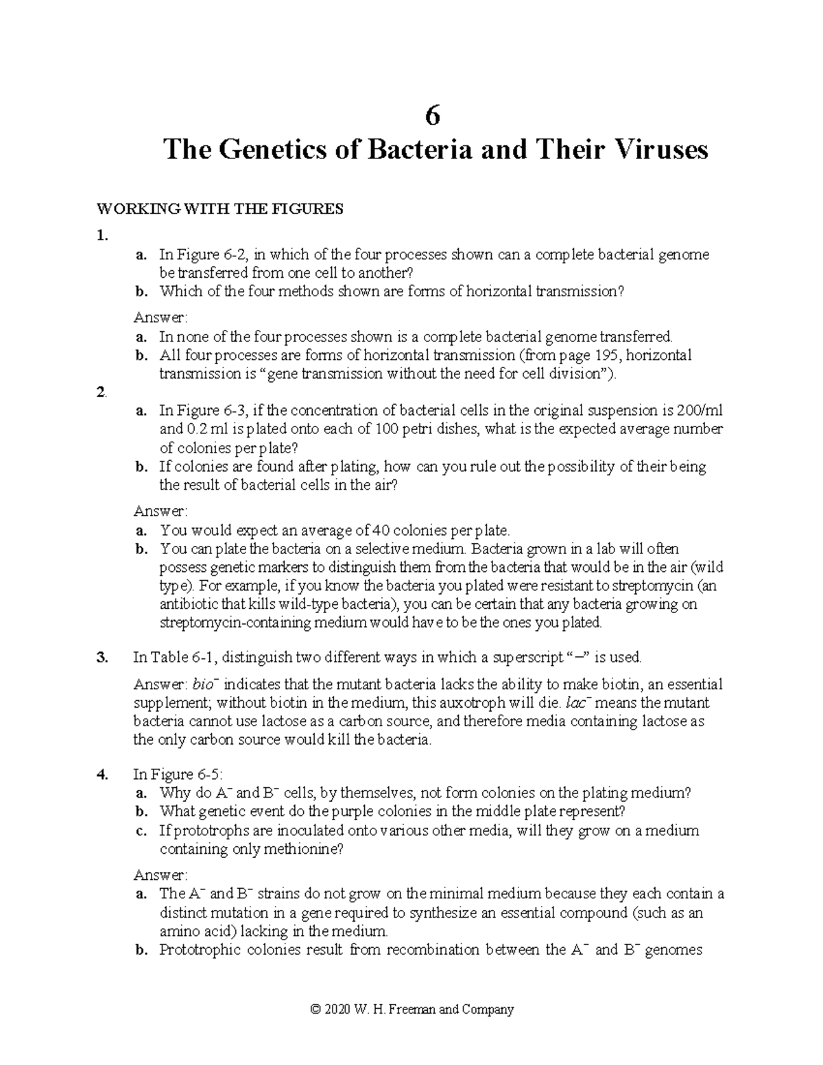 Ch 06 Textbook questions and answers - 6 The Genetics of Bacteria and Their Viruses WORKING WITH ...