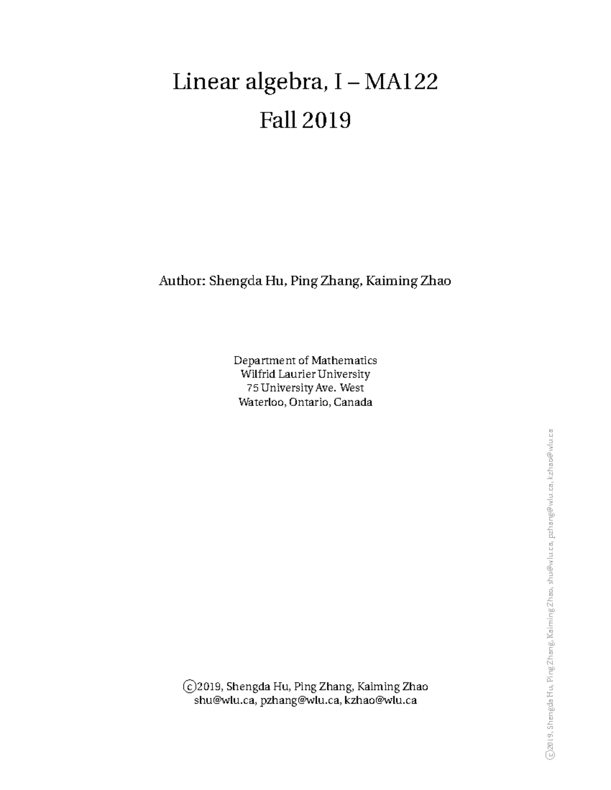 Linear Algebra I - MA Fall 2019 Lecture Notes: Chapter 1 - Studocu