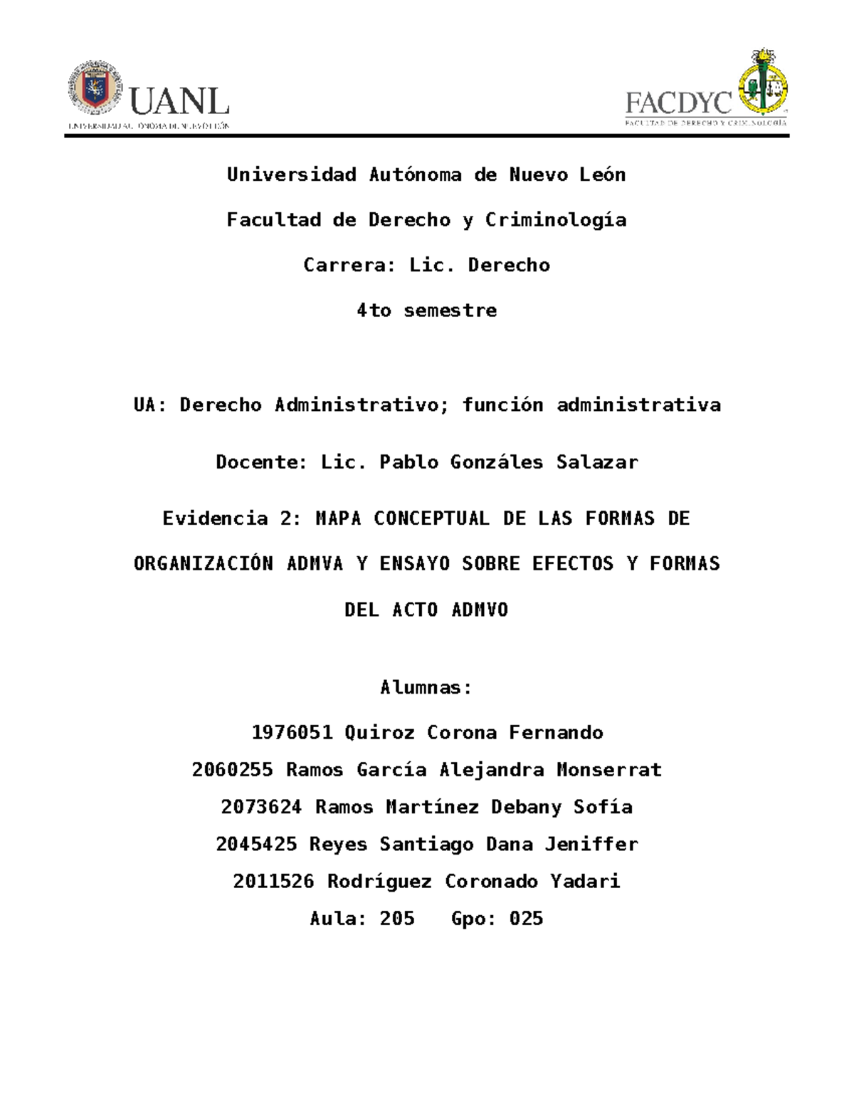 EV2 Admin - Evidencia 2 - Universidad Autónoma de Nuevo León Facultad ...