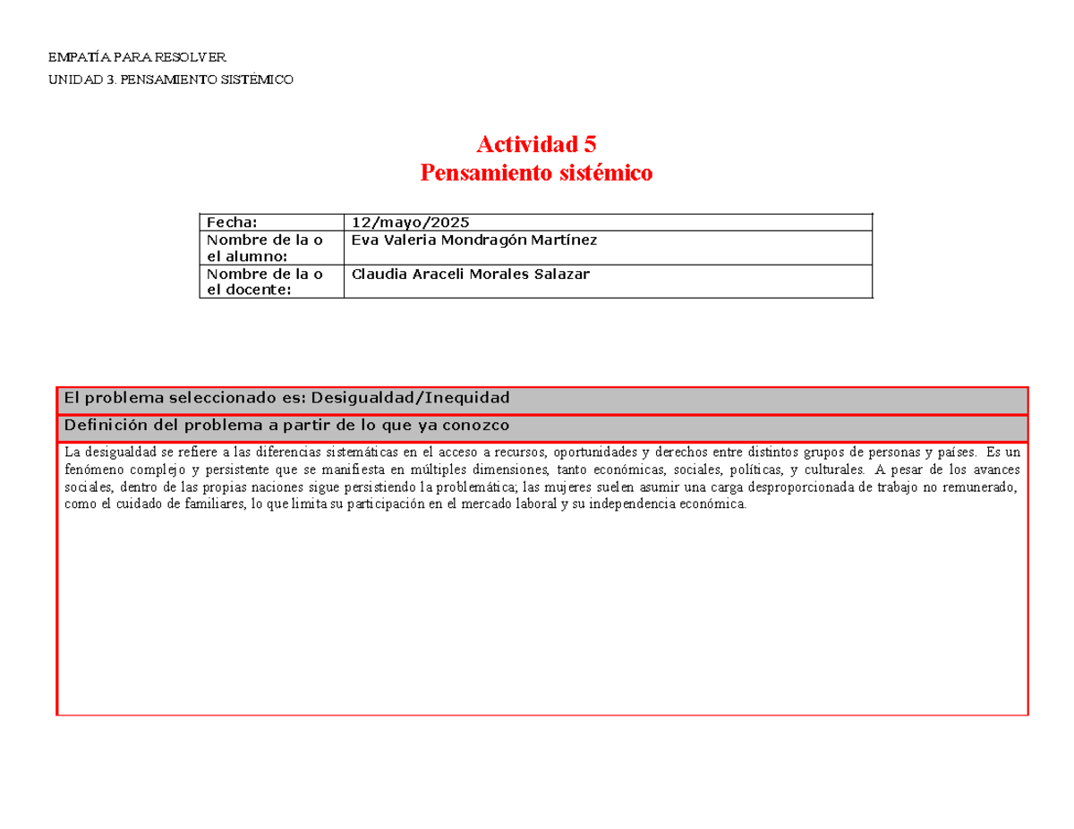 Empatía para Resolver: Unidad 3 - Pensamiento Sistémico y Desigualdad