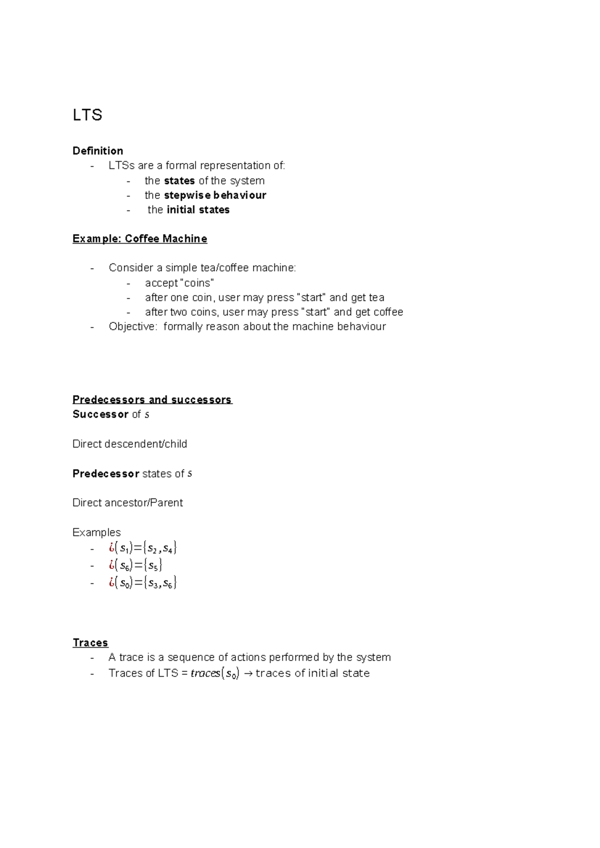 LTS - Software Specification Summary: Key Concepts & Examples - Studeersnel