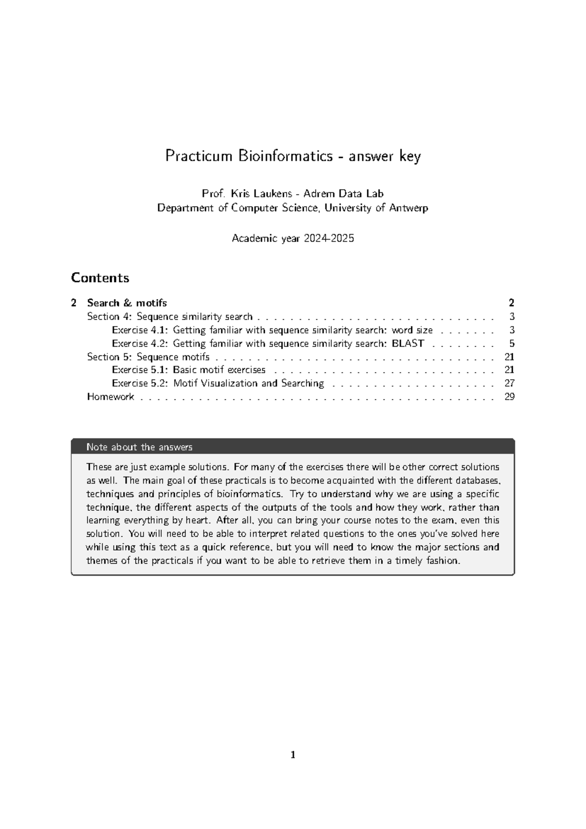 Bioinformatics practicum 2 solutions 2425 - Practicum Bioinformatics ...