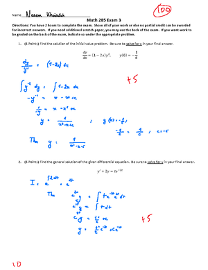PRACTICE EXAM 1 - Name______________________________________ Math 285 ...