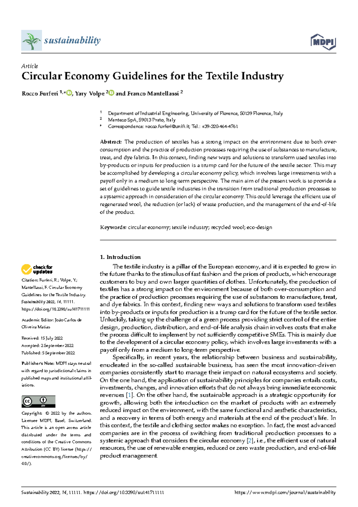 Circular Economy Guidelines for the Textile Industry (Sustainability ...