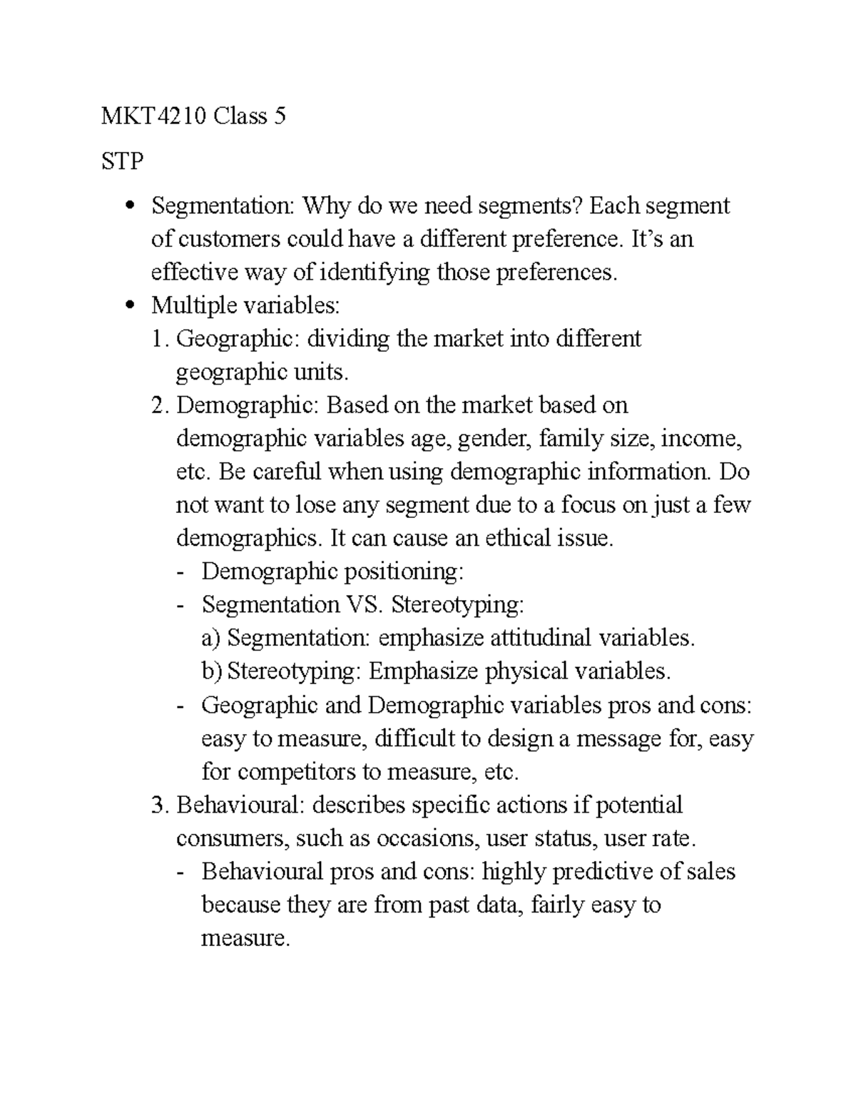 MKT4210 Class 5 - STP Segmentation: Understanding Customer Preferences ...