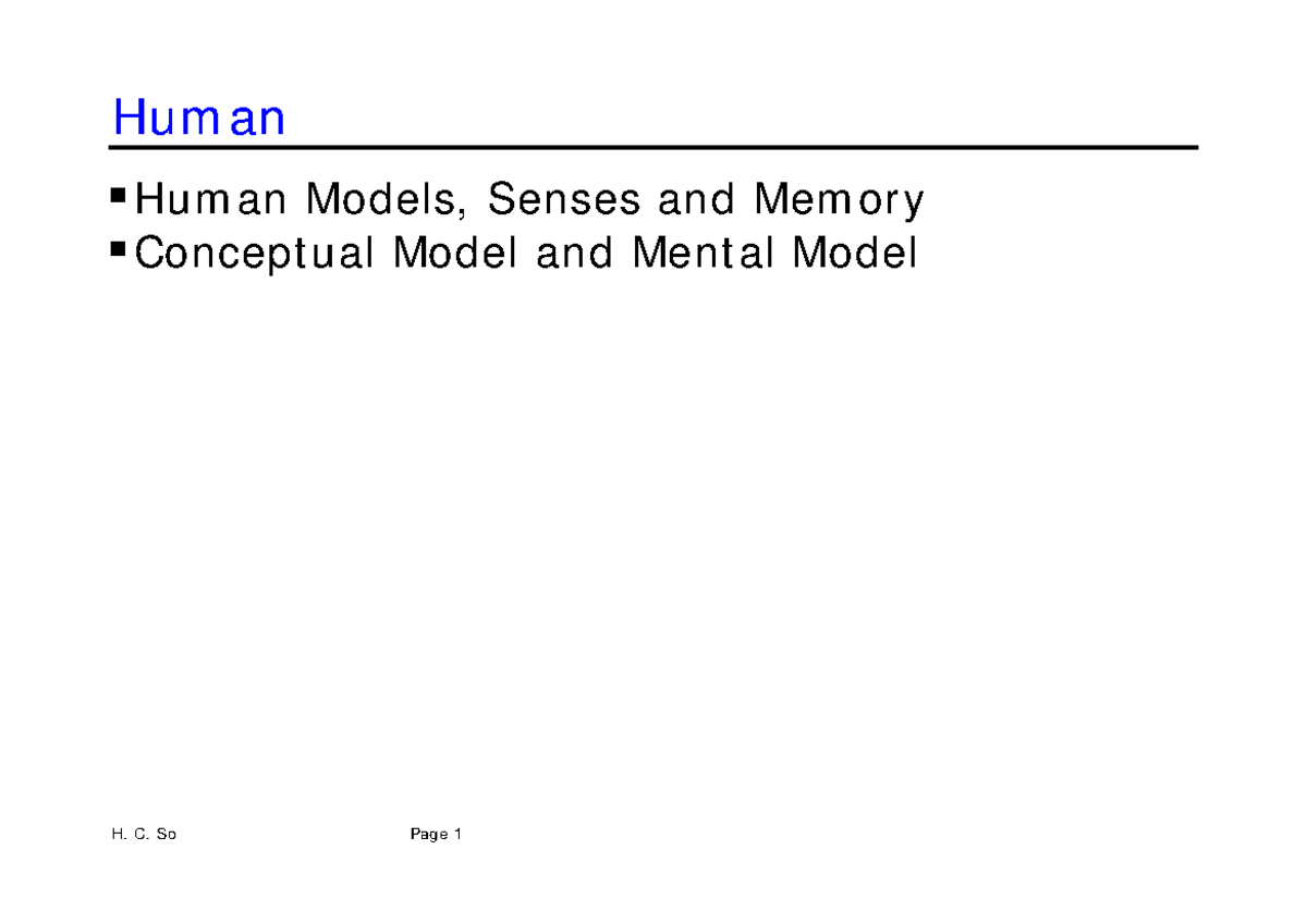 Ee4213 Ch2 - Human Models, Senses, and Memory Lecture Notes - Studocu