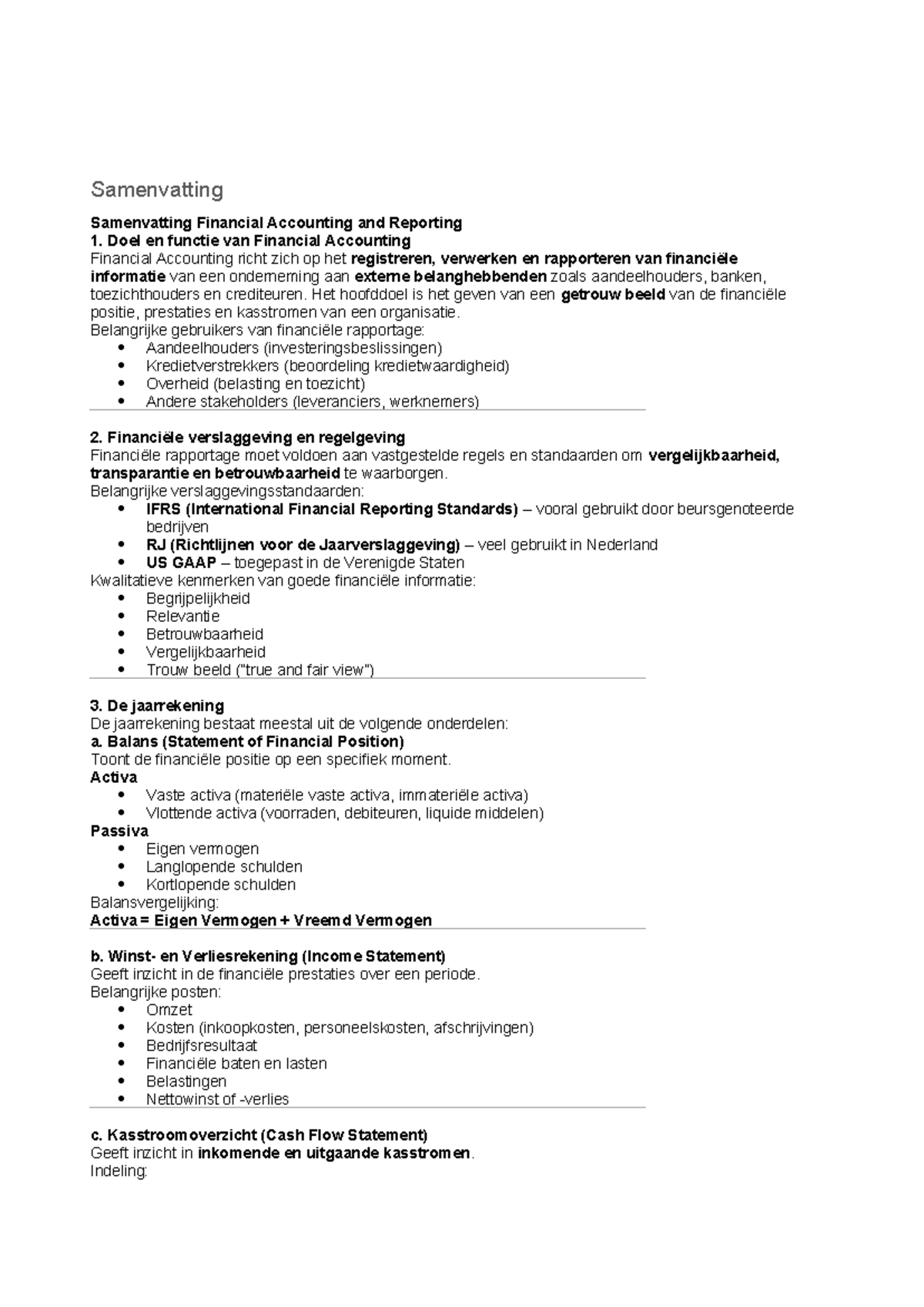 Samenvatting Financiële Verslaggeving en Rapportage 1 (FAR1) - Studeersnel