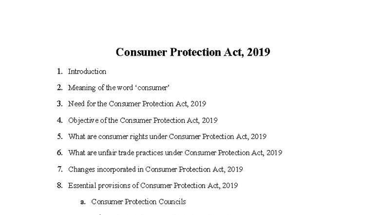 Consumer Protection Act, 2019: Comprehensive Overview and Key ...